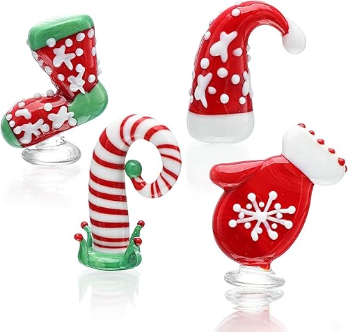 Miniatura 2 de HDCRYSTALGIFTS 4 figuras navideñas de vidrio soplado, adornos coleccionables de 2 pulgadas, hechas a mano, figuras de Navidad en miniatura para casa
