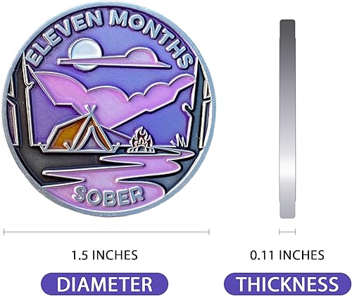 Miniatura 2 de Ficha sobria de 11 meses  Chip sobrio de once meses  Regalo no AA, medallones no religiosos para hombres y mujeres que celebran la sobriedad
