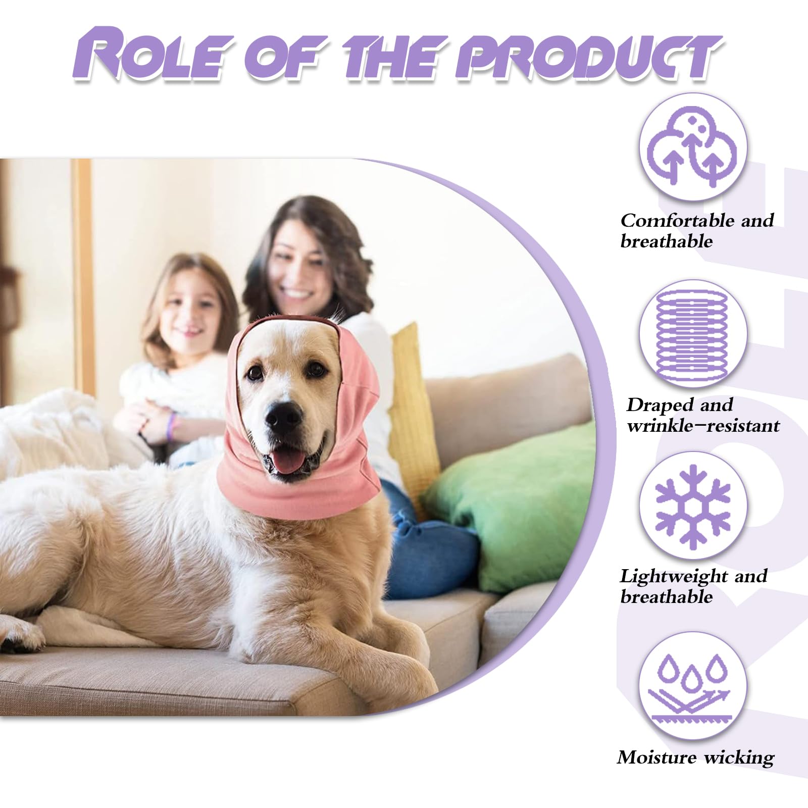 Copriorecchie per Cani - Set di 3 Cuffie Calde e Confortevoli in Nero, Viola e Rosa - Eleganti e Versatili - Protettive Antirumore per Orecchie