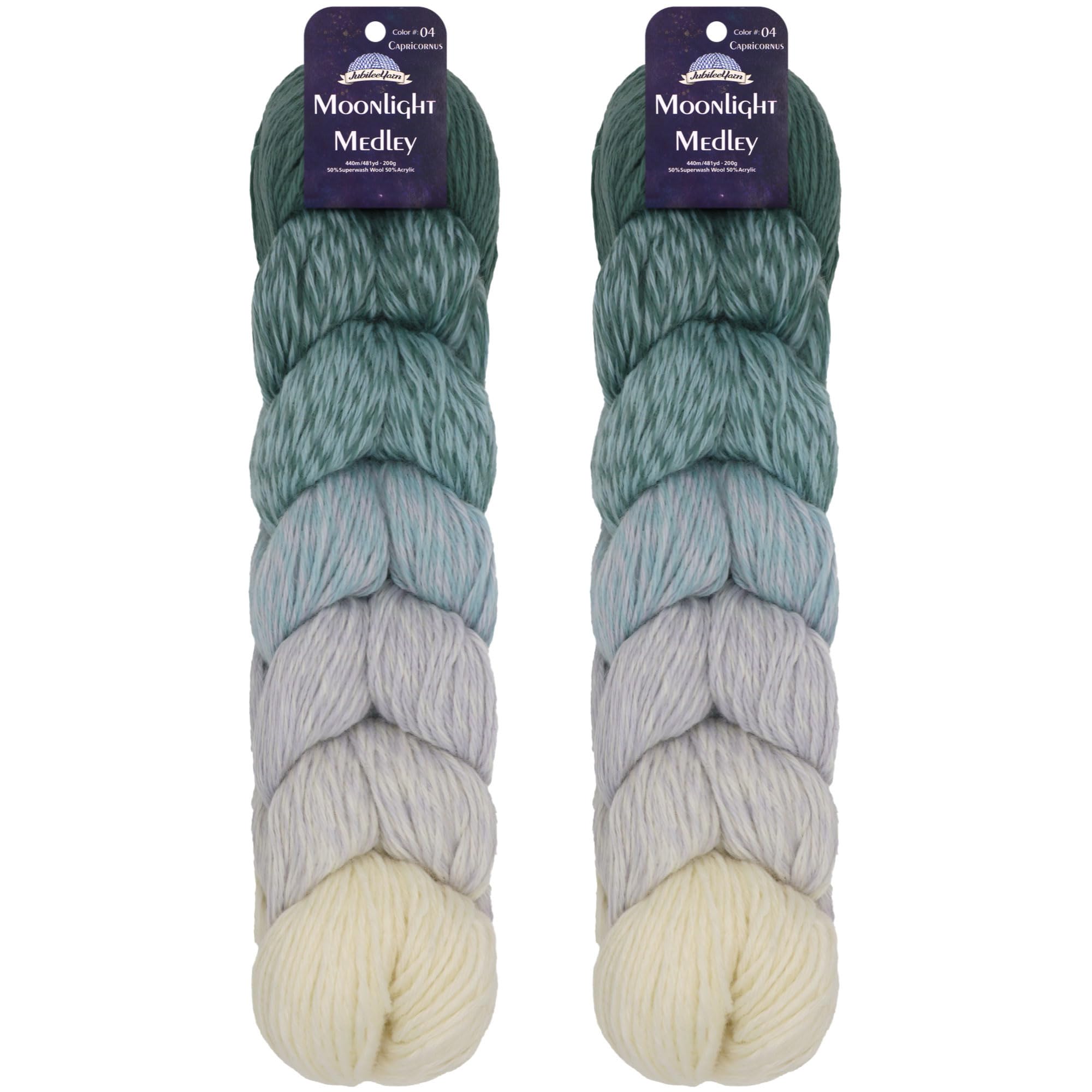JubileeYarn Moonlight Medley Garn, 200 g/Hank Ombré DK Merinowolle/Acryl, Fische, 2 Stränge