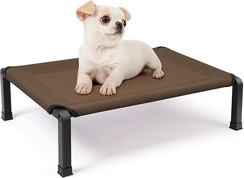 Heeyoo Cama elevada para perro, cuna elevada para mascotas con tela de malla a prueba de mordidas y marco de acero, cama portátil para perro con