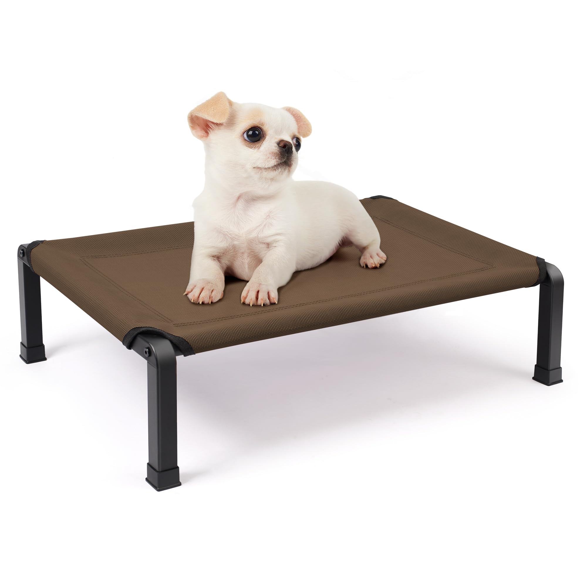 Heeyoo Elevated Dog Bed, Cooling Raised Pet Cot with Chew Proof Mesh Fabric and Steel Frame, Portable Dog Cot Bed with No-Slip Rubber Feet for Outdoor Indoor Use