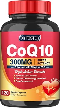 DRFOSTER CoQ10 300mg Supplements with PQQ & Shilajit, 120 Veggie Capsules