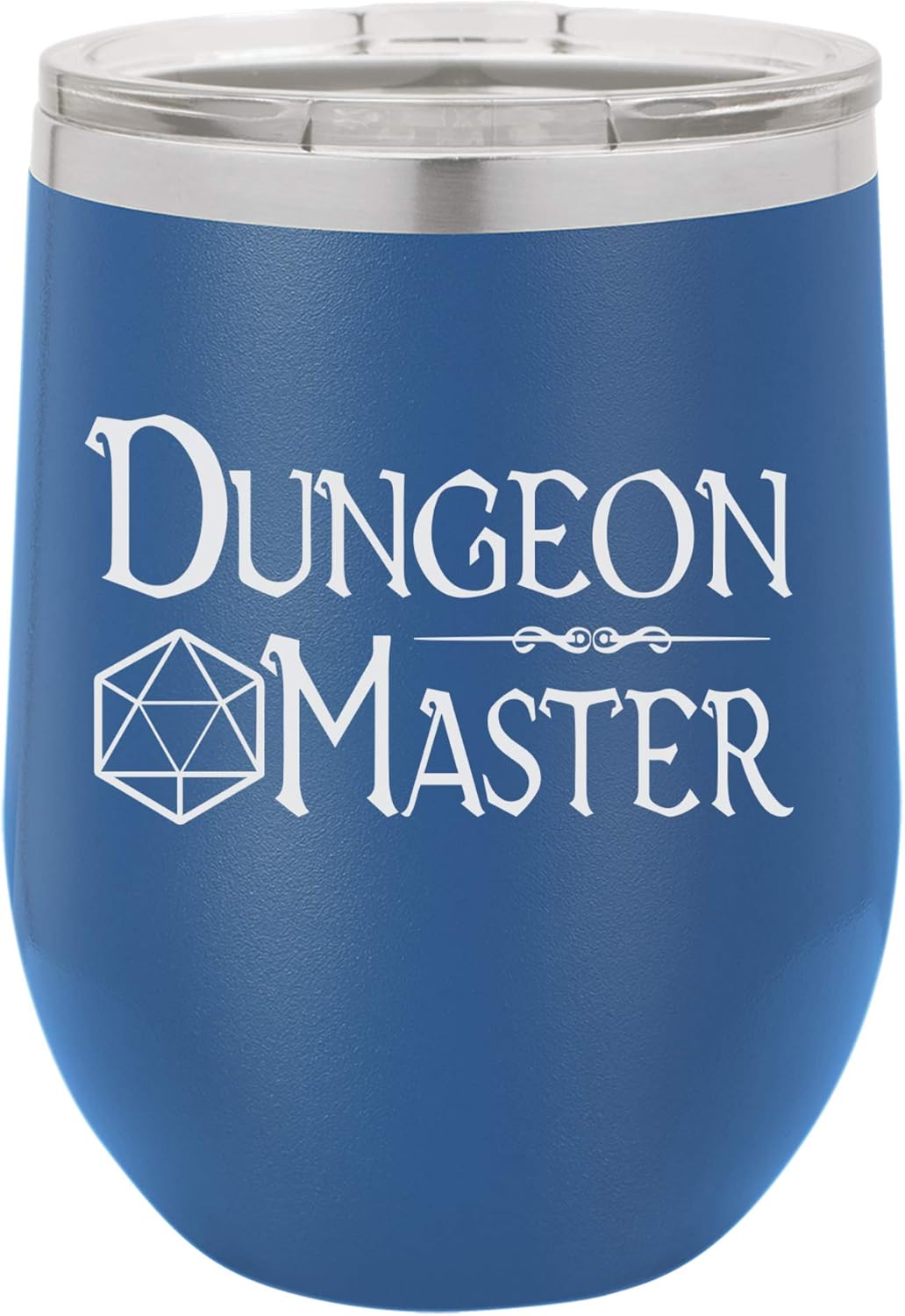 Dungeon Master Funny Game Inspired Design Engraved Insulated Stainless Steel Wine Tumbler, 12 Oz., Black