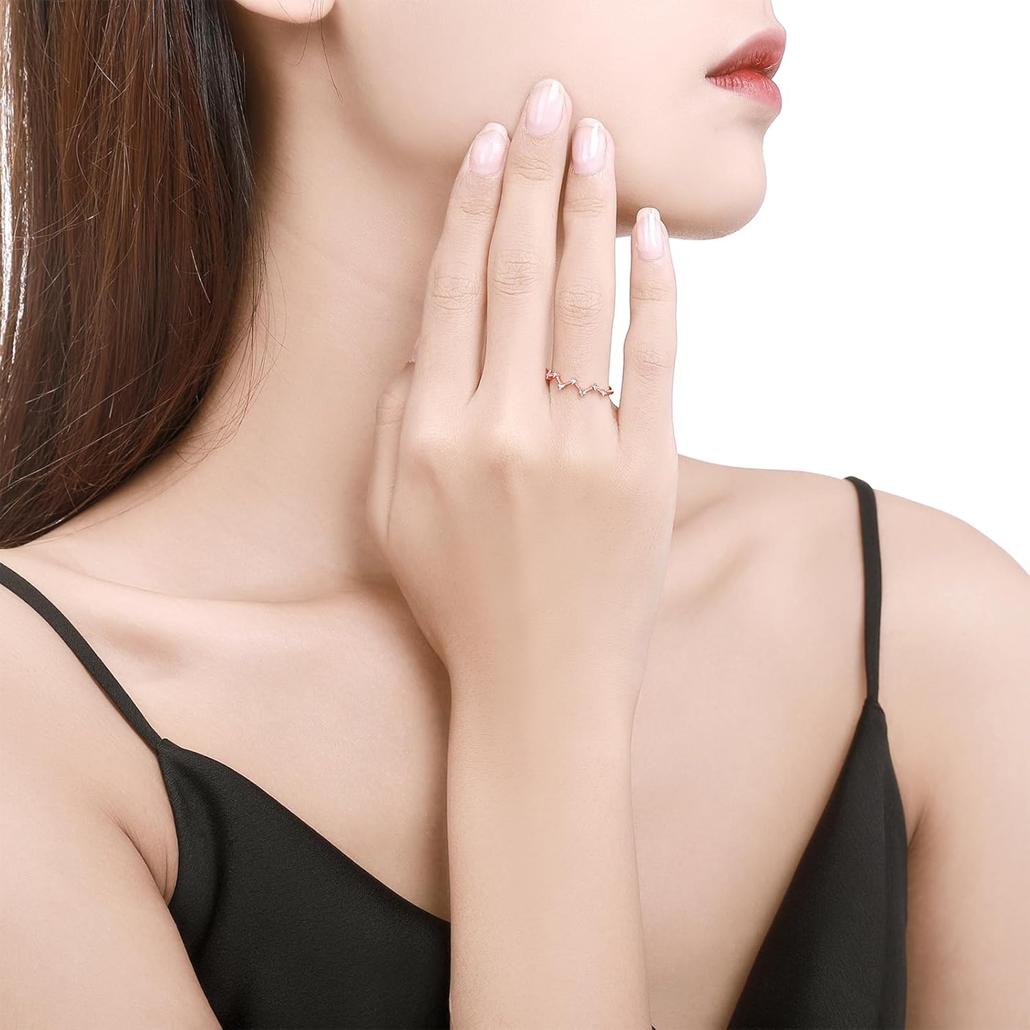 18K Solid Gold Geometric Ring for Women, Wave Style Ring Jewelry Gifts Girlfriend Wedding Anniversary Engagement - Image 3