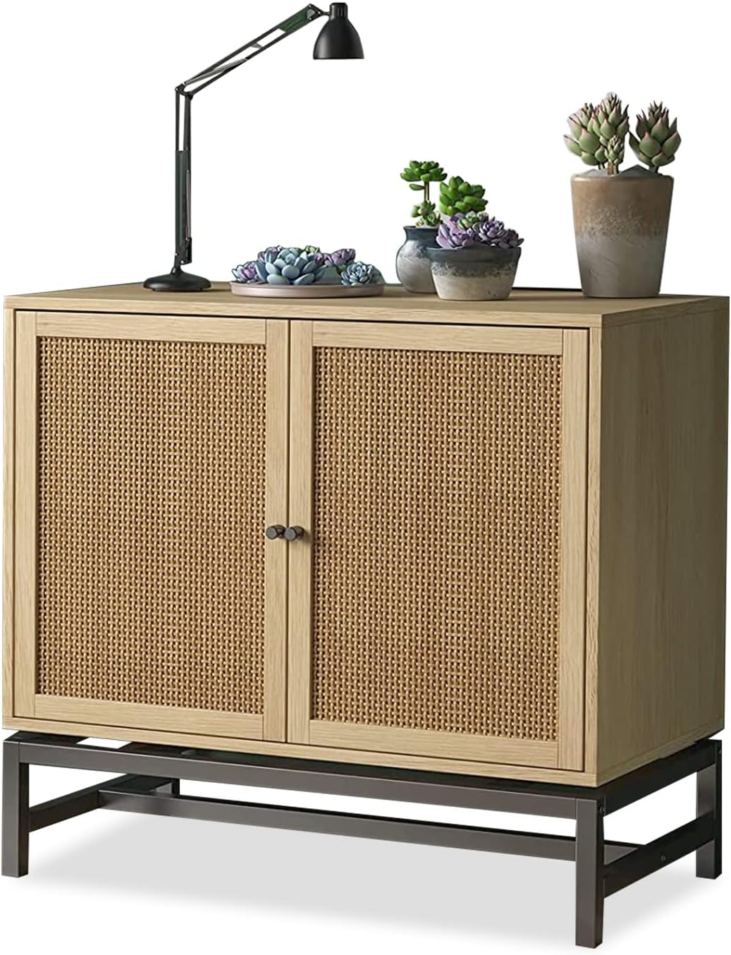MIERES Rattan 2 Doors Kitchen Sideboards and
