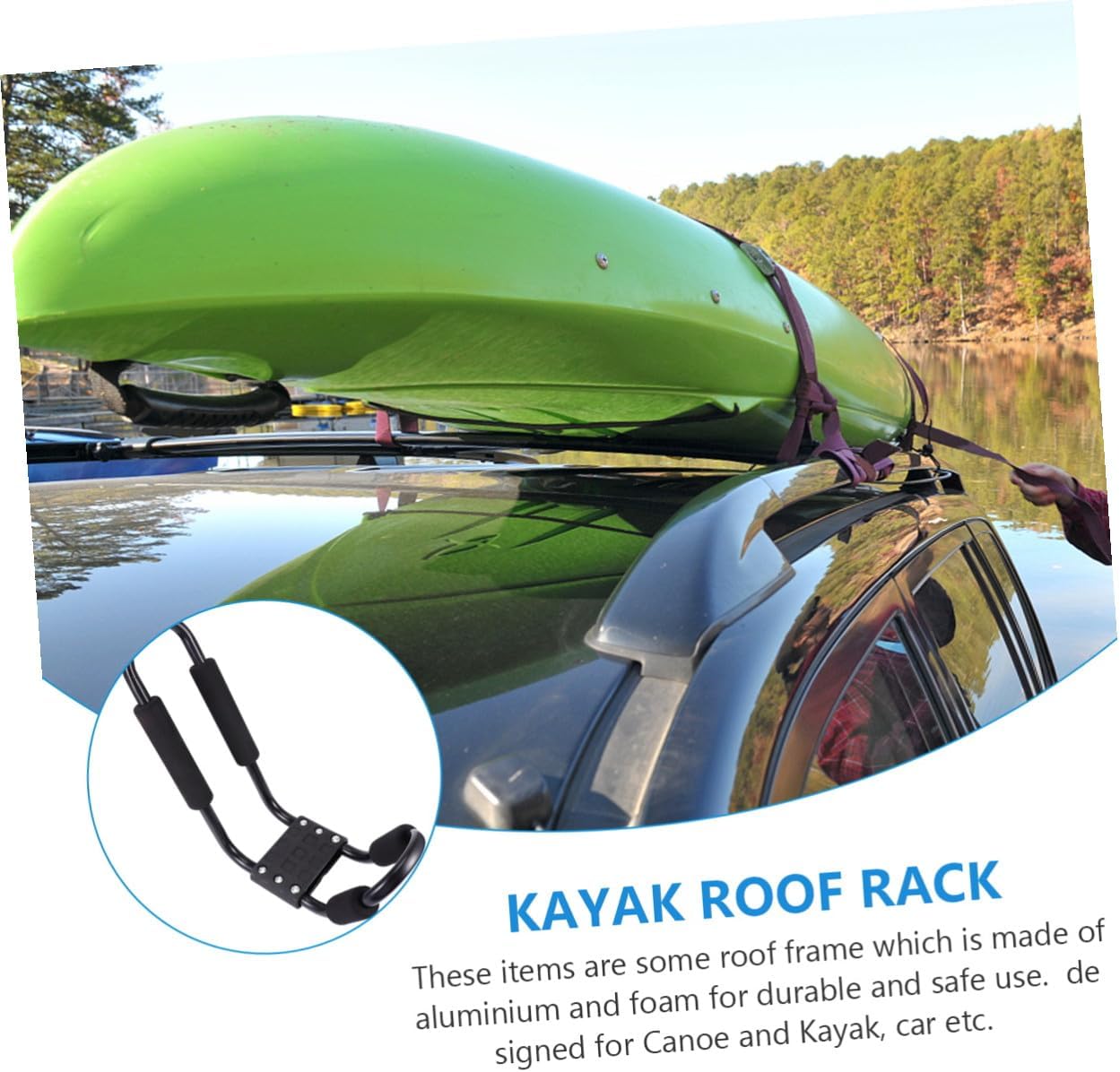 Kisangel 2pcs Kayak Roof Rack Heavy Duty Car Roof Frame Luggage Shelf Canoe Carrier for SUV Truck Crossbar Detachable Kayak Holder for Outdoor Water Sports