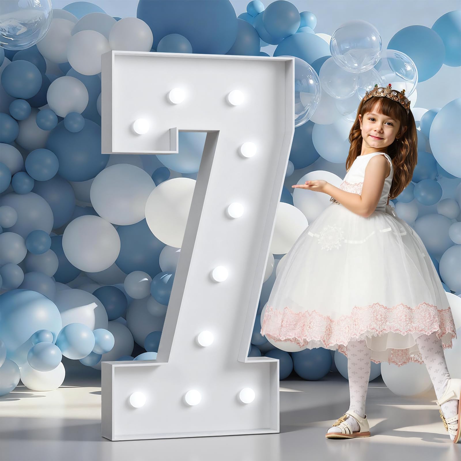 imprsv 4FT Light Up Numbers Large 7th 17th 70th Birthday Decorations Anniversary Decorations Party Decor Neon Sign Foam Board Marquee Numbers 7 Balloon Arch Backdrop โ image 1