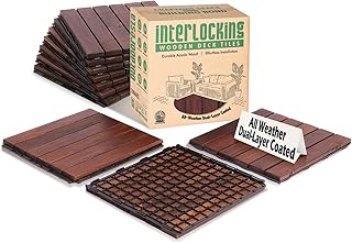 Patio Flooring Outdoor Waterproof - Balcony Flooring 12x12 - Pack of 10 Snap-Together Interlocking Patio Floor Tiles, Waterproof Outdoor Tiles for Pool, Patio Tiles Outdoor Interlocking All Weather