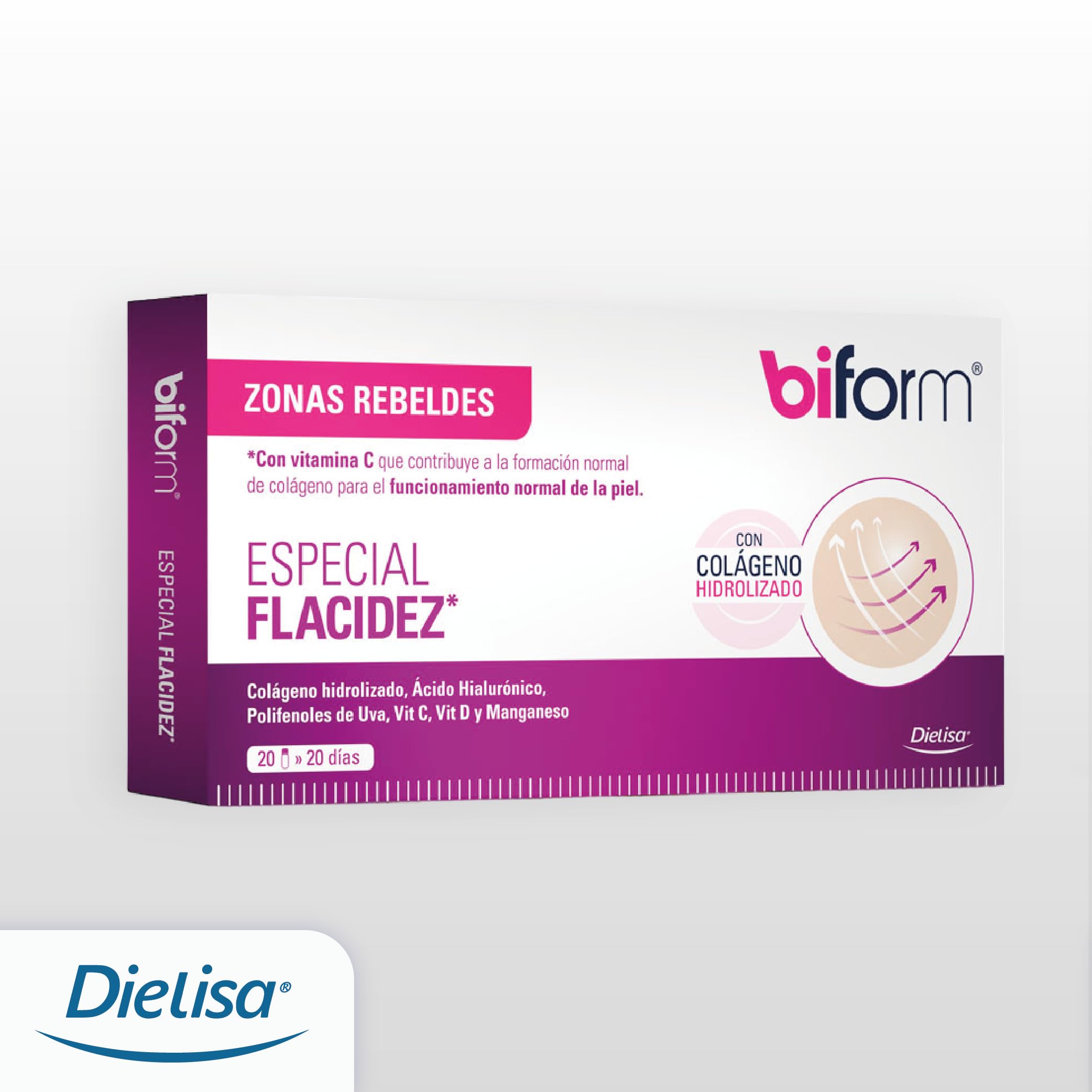 biform Especial Flacidez, Con Colágeno Bioactivo, Ácido Hialurónico y Vitaminas, Contribuye a la Formación Normal de Colágeno - 20 Viales