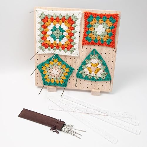 Lampstop Wooden Blocking Board for Knitting and Crochet Projects Handcrafted Knitting Board for Knitting Crochet and Granny Squares Lovers with