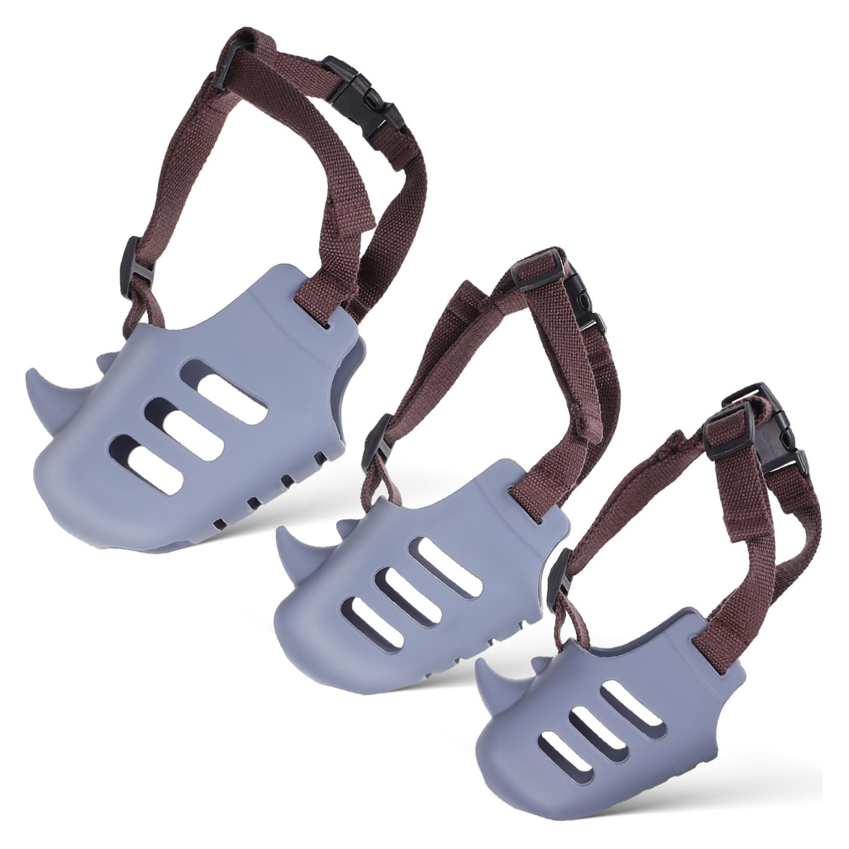 POPETPOP Dog Muzzle for Biting Prevention 3 Pcs Pet Masks Breathable Design Soft Silicone and Adjustable Straps for Small Medium Large Dogs