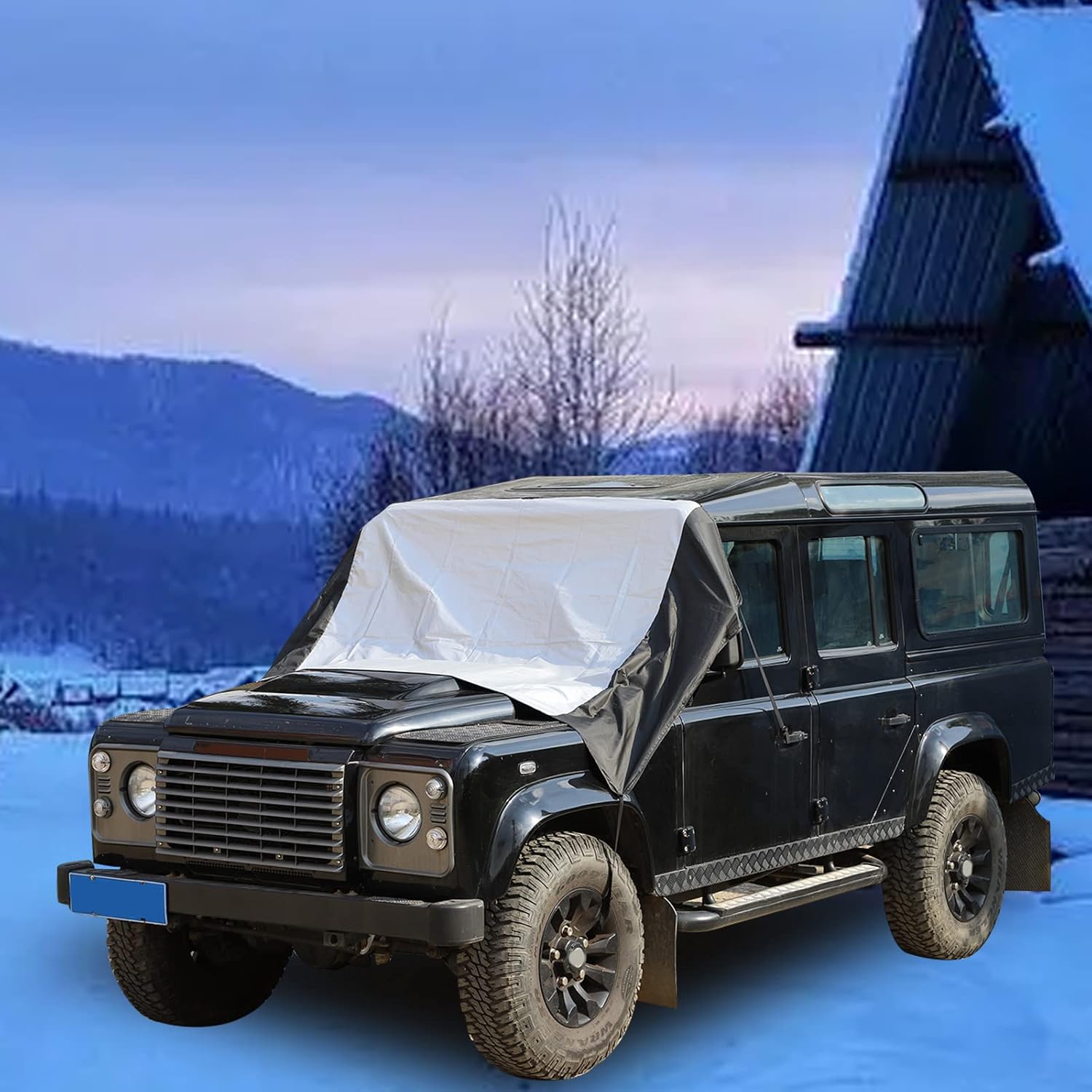 PIUGILH Car Windshield Snow Cover for Land Rover Defender 90 110 2004-2023,Windshield Snow Ice Cover Sun Cover,All Weather Dustproof Windshield Cover,Protects Windshield from Rain, Sun, Frost