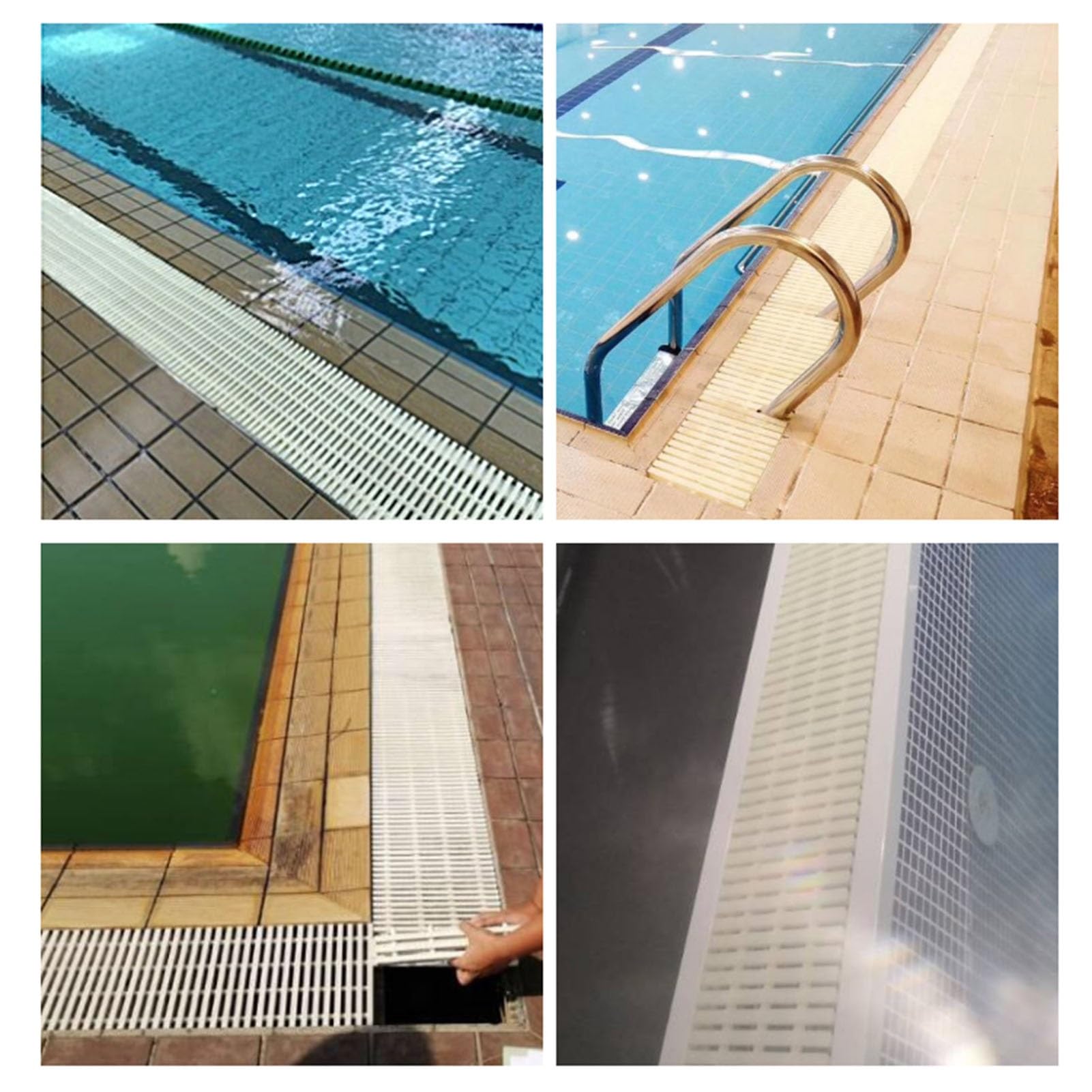 Griglie per Piscine, griglia di drenaggio Flessibile in ABS a 360° per Piscine - 2 Pezzi per terrazze, bagni e cucine - Impermeabile e Resistente, Dimensioni 18x100 cm, Ideale per Un Flusso
