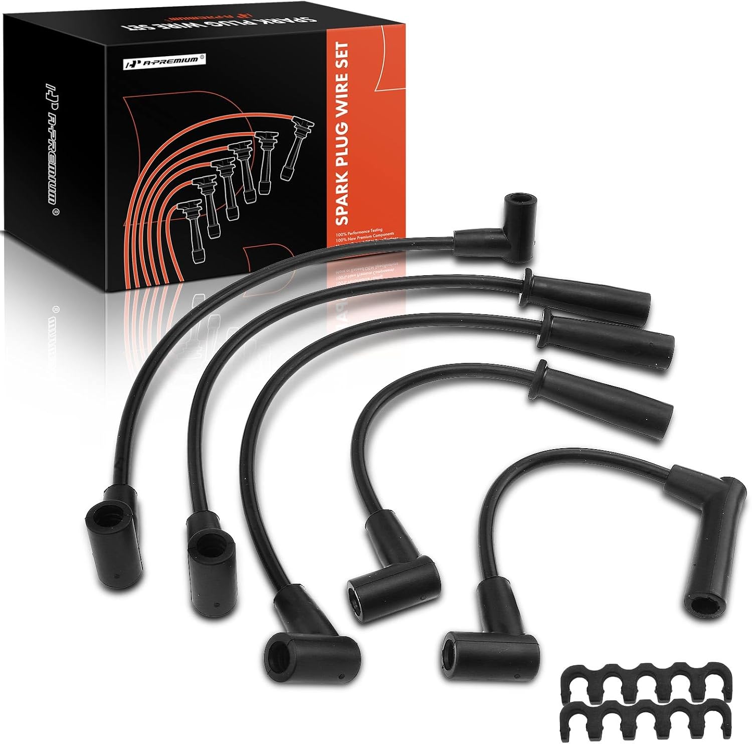 A-Premium Ignition Spark Plug Wires Set of 5 Compatible with Dodge Dakota 1996-2002 & Jeep Wrangler 1991-2002, Cherokee 1991-2000, Comanche 1991-1992, TJ 1997-2002