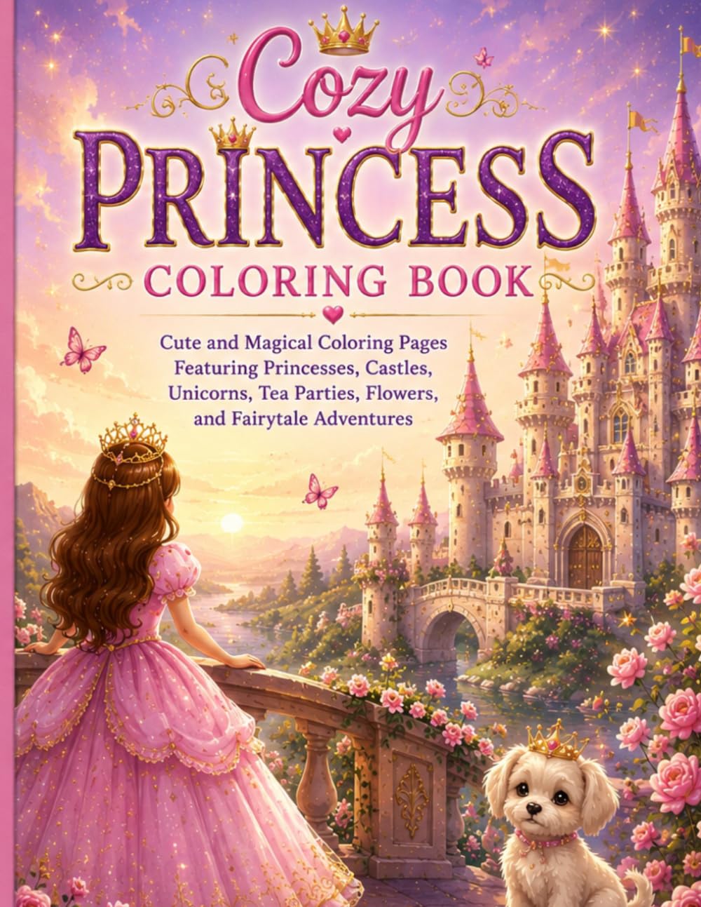Cozy Princess Coloring Book: Cute and Magical Coloring Pages Featuring Princesses, Castles, Unicorns, Tea Parties, Flowers, and Fairytale Adventures