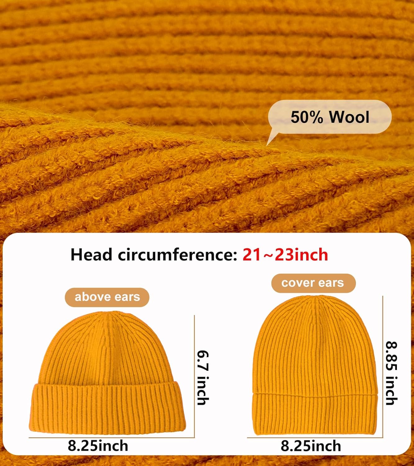 Wool Fisherman Beanies for Men Women, Short Knit Fall Winter Warm Beanie, Watch Cap, Cuffed Trawler Hats, Skull Caps - Image 2