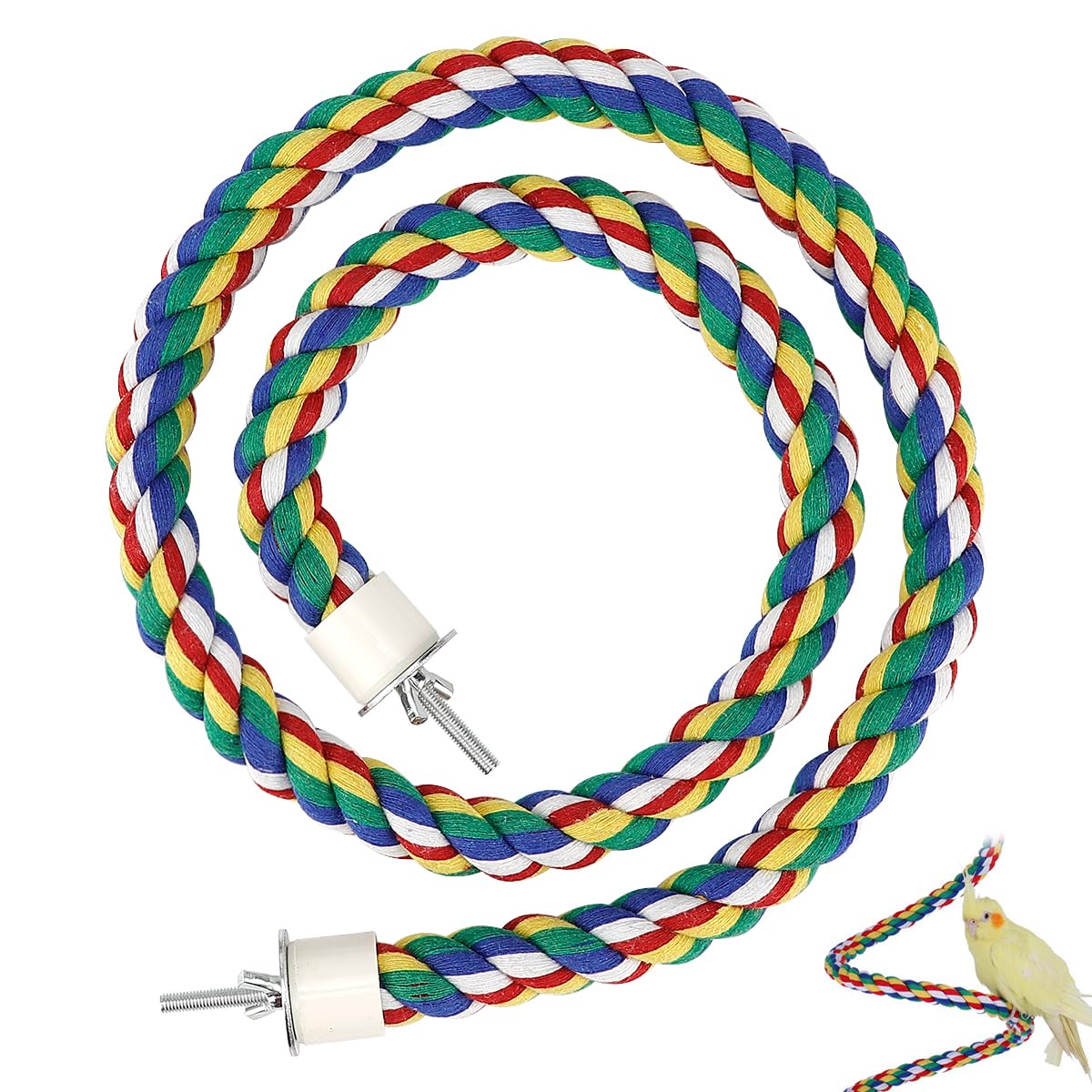 QERUTK 105cm XL Parrot Cotton Rope, Cotton Rope Rotating Ladder, Parrot Perches, Cockatiel Rope, Bird Cage Rope, Parrot Stand