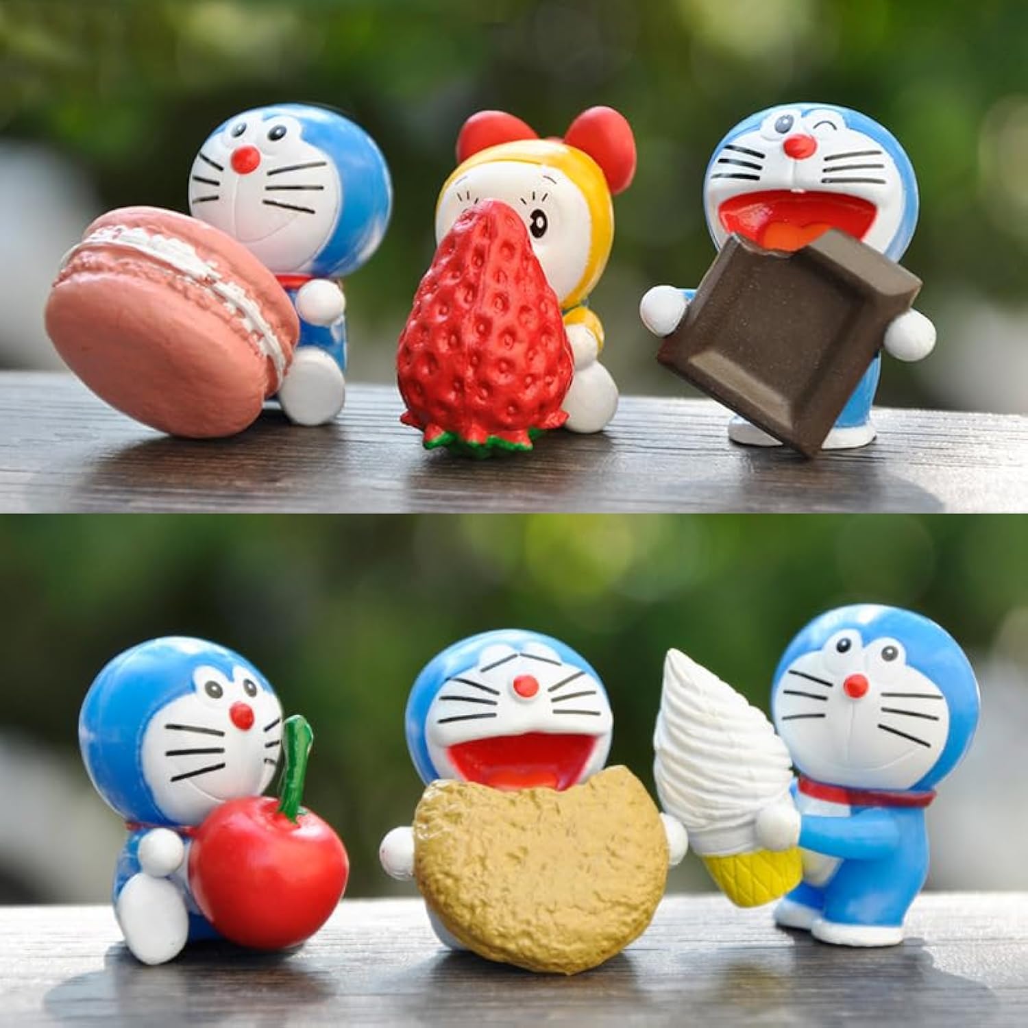 Shamoparty Sculptures of 6 Cute Mini Doraemon Figures, Cake Decoration, Cupcake Toppers, Garden Figures, Fairy Garden Accessories, Micro Landscape Garden Decoration