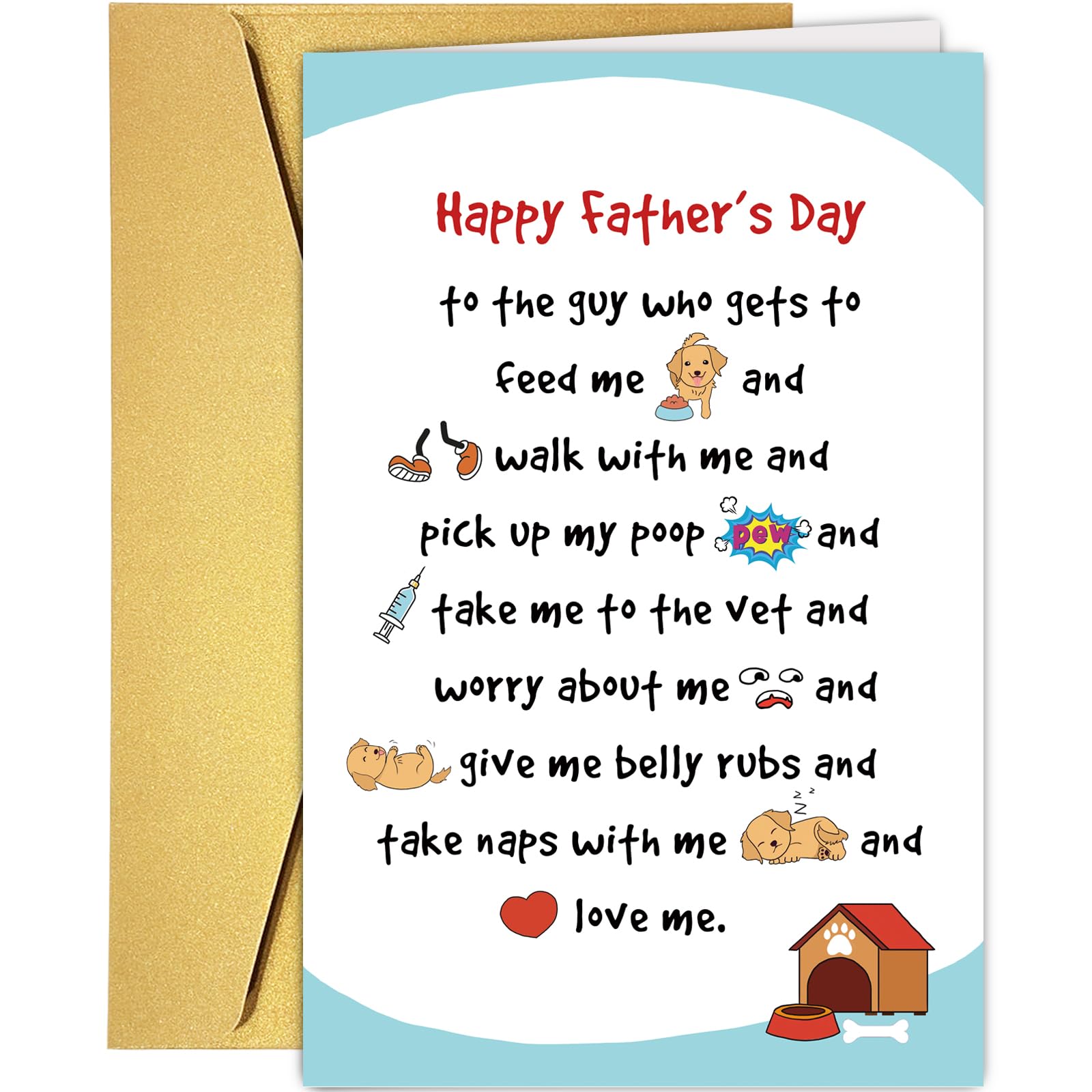 Supoeguk Cute Father's Day Card from Dog, Funny Fathers Day Card for Dog Dad, Happy Father's Day to The One Who Love Dogs