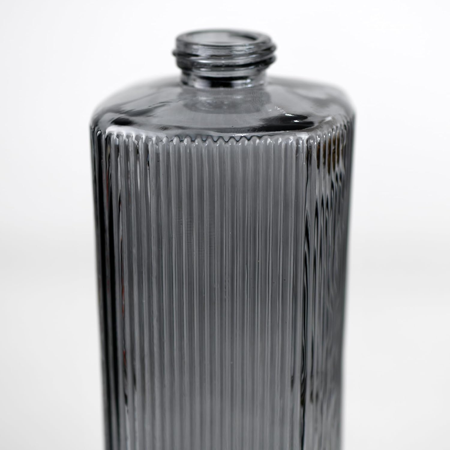 12 oz Glass Soap Dispenser with Vertical Stripe with Black Plastic Rustproof Pump, Small Refillable Soap Dispenser for Kitchen and Bathroom (Grey) - Image 5