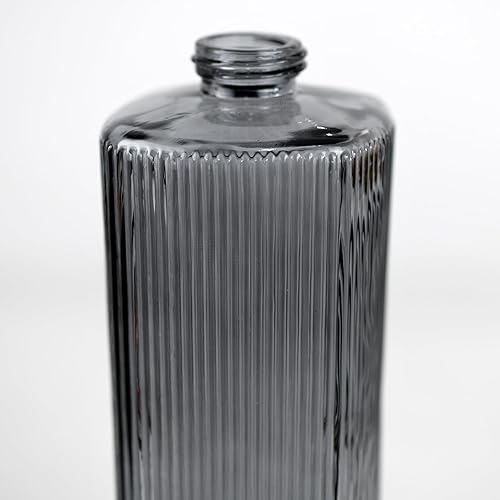 Miniatura 5 de Dispensador de jabón de vidrio de 12 onzas con rayas verticales con bomba de plástico negro a prueba de óxido, pequeño dispensador de jabón