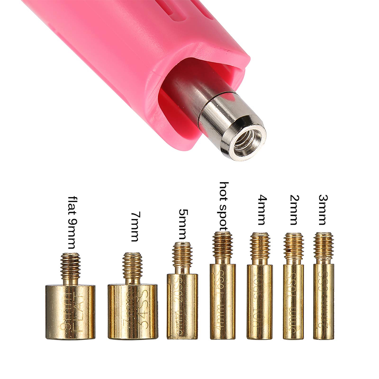 Strass-applicator, Hotfix applicator, strass-applicator, hete set met 7 maten, punten voor kristallen, edelstenen, diamanten, upgrade-versie, paars (roze