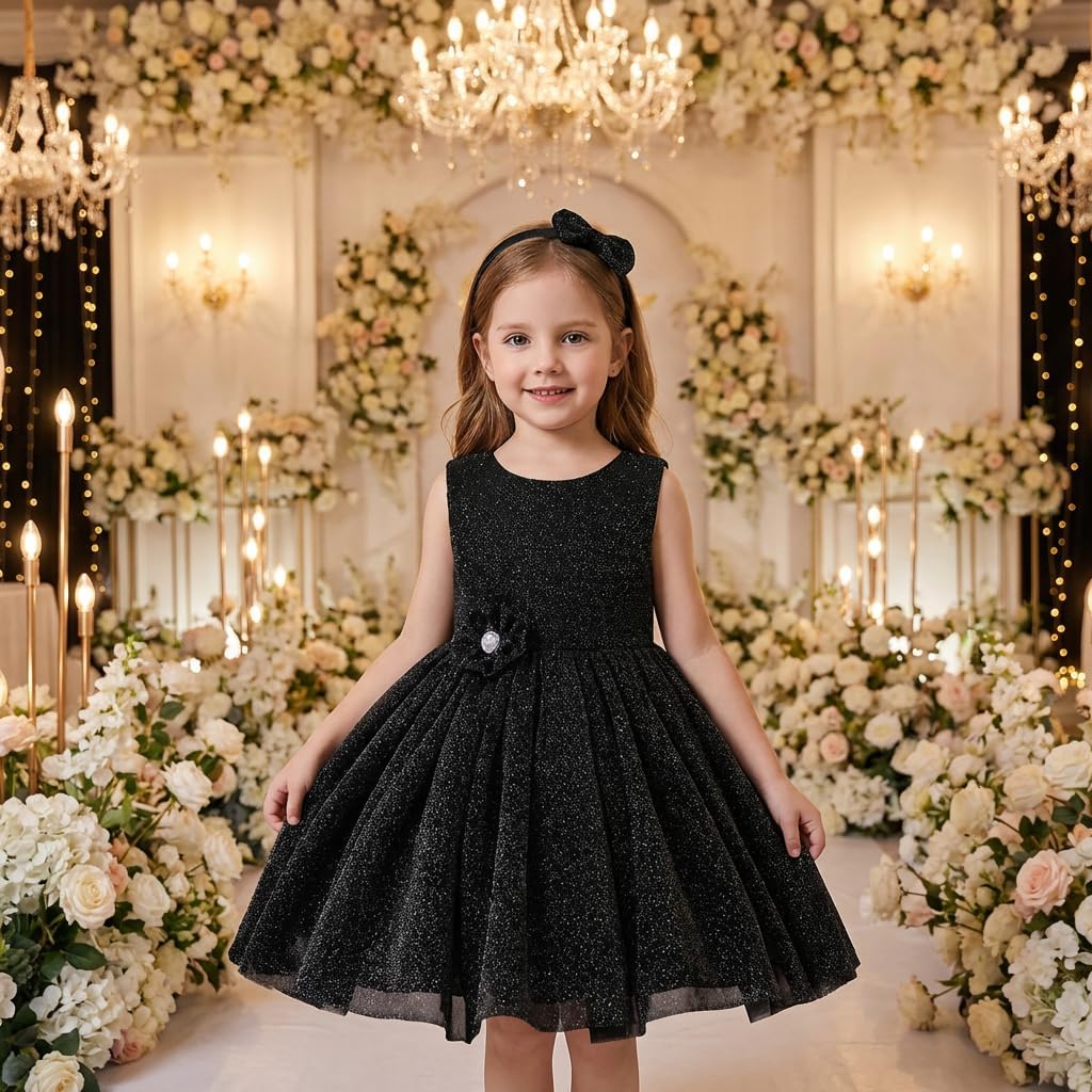 TUIJI 0-6T Big Bowknot Toddler Baby Girls Formal Dresses Pageant Party Lace Embroidery Dress with Headwear