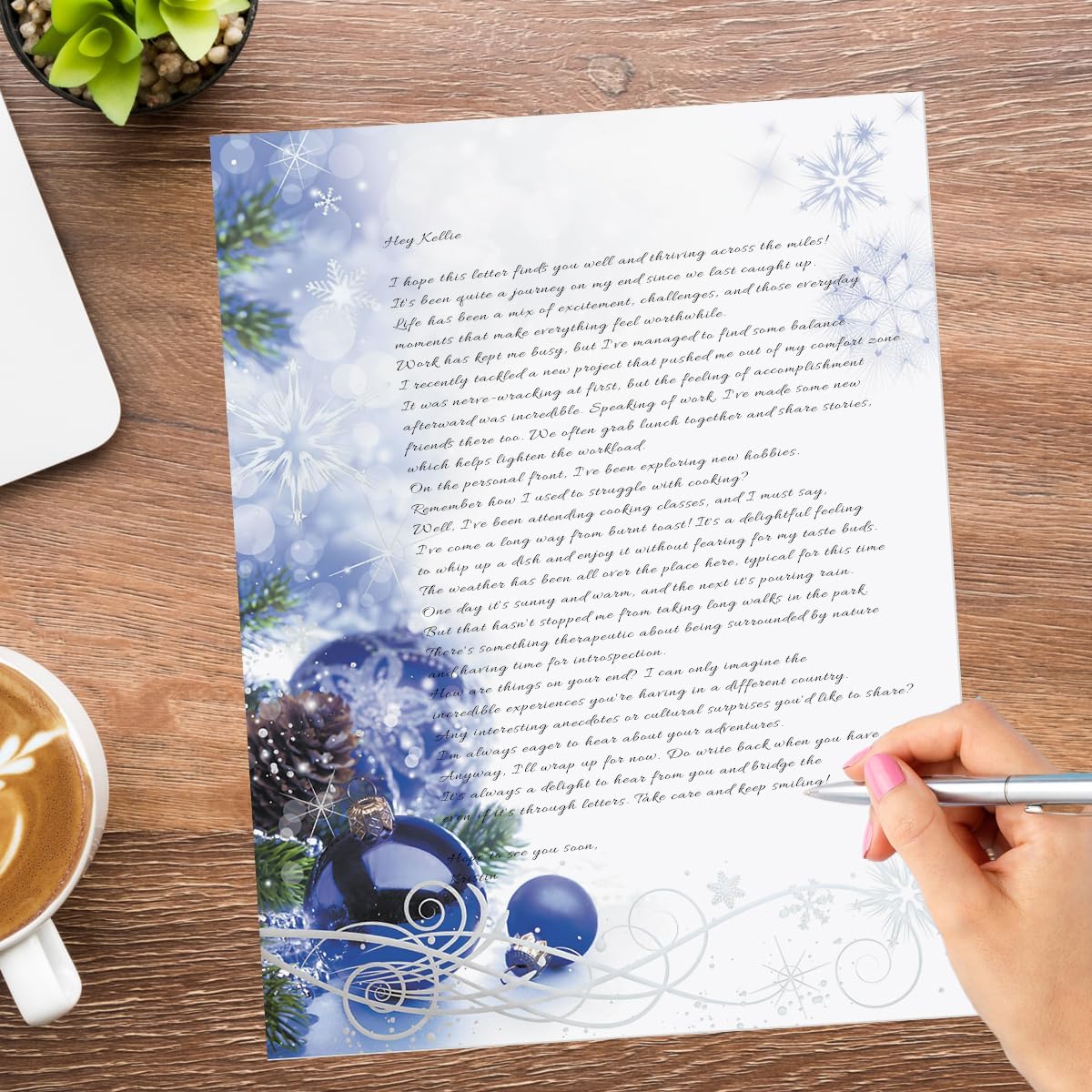 PaperDirect Winter Sapphire Elegance Holiday Border Papers, 8.5" x 11" Christmas Stationery for Flyers, Cards, Invitations, Newsletters, Scrapbooks, Events, and School or Business Use, 100 Sheets