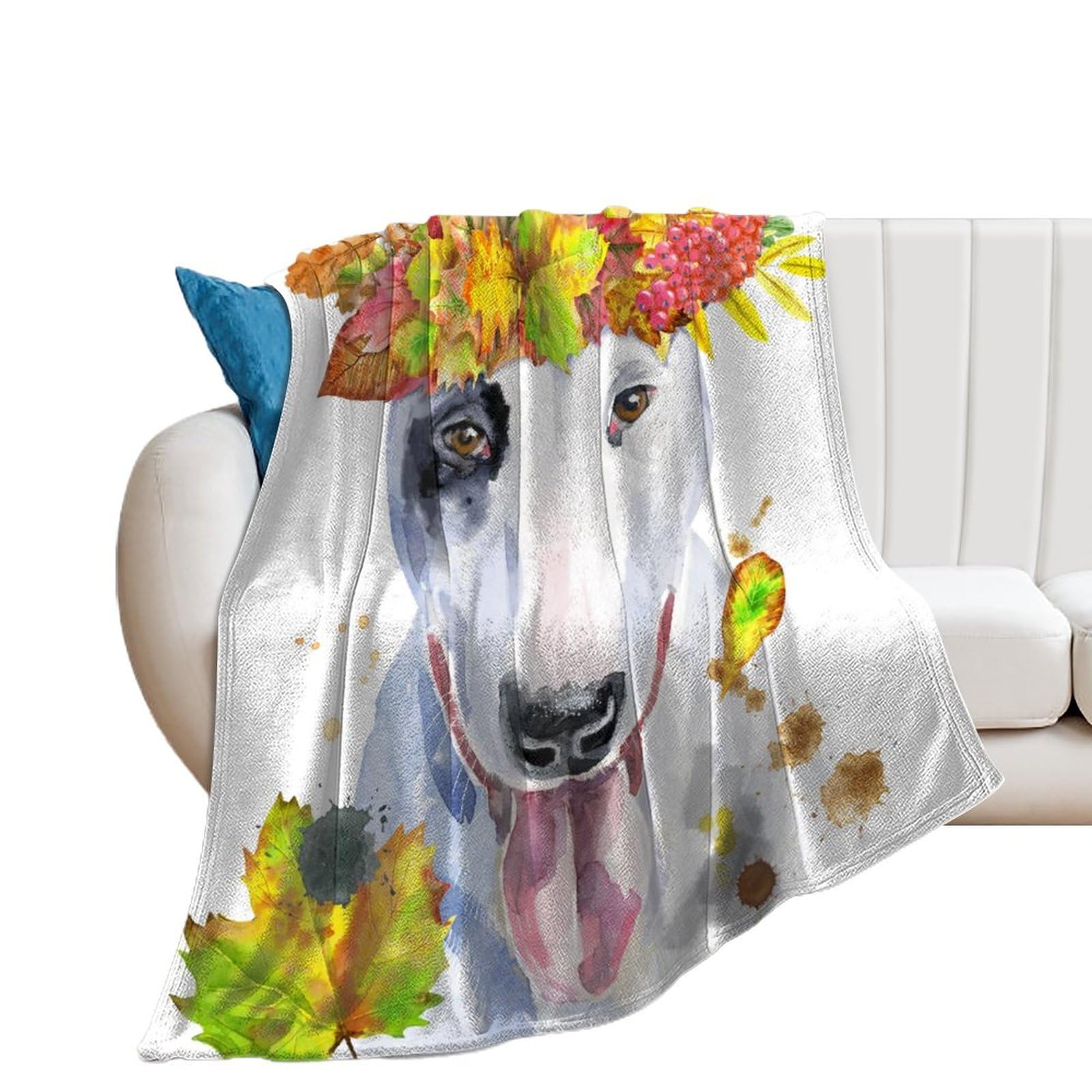 Couverture polaire chien aquarelle pour protéger canapé et lit des poils