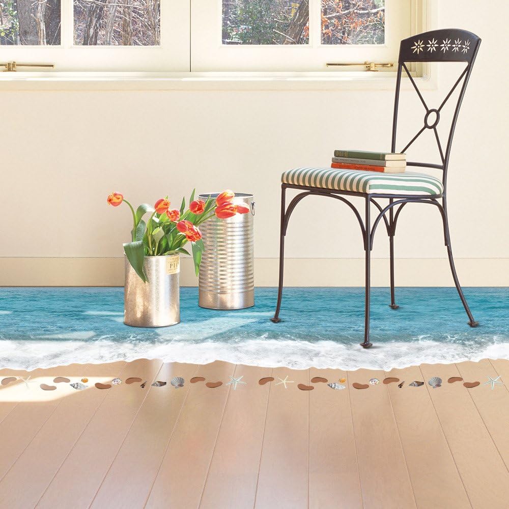 QUIBBBB 3D anti slip floor kitchen living room bathroom bedroom floor tile sticker waterproof self-adhesive stickers stickers, affixed to the film, the sea,The 3 sea of the sea