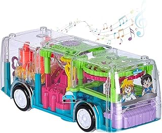 سيارة شفافة مع أضواء ليد فلاش ثلاثية الأبعاد وموسيقي للأطفال سن 2-5 سنوات من في في اي، (قد يختلف اللون)، متعدد الألوان