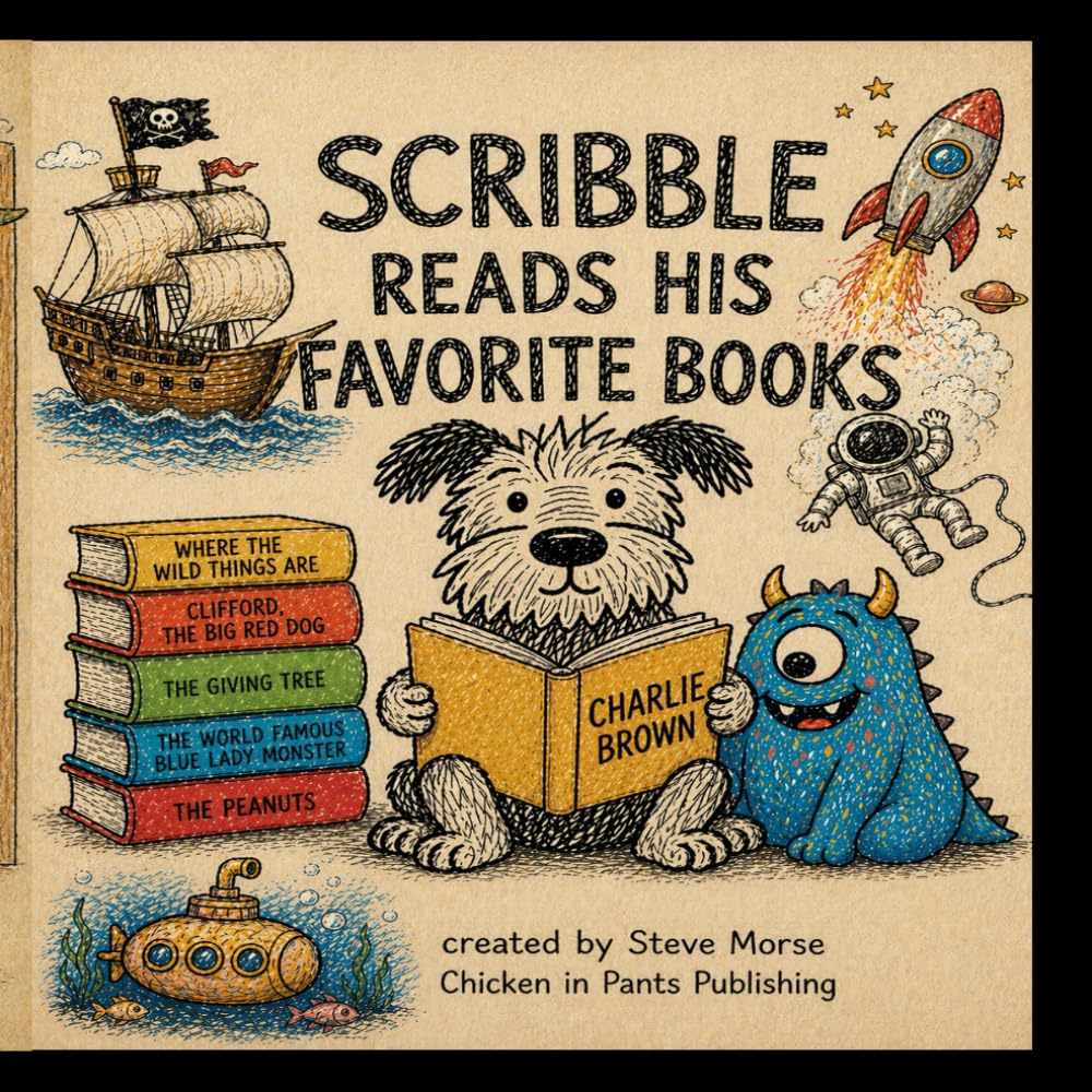 Scribble reads his favorite books