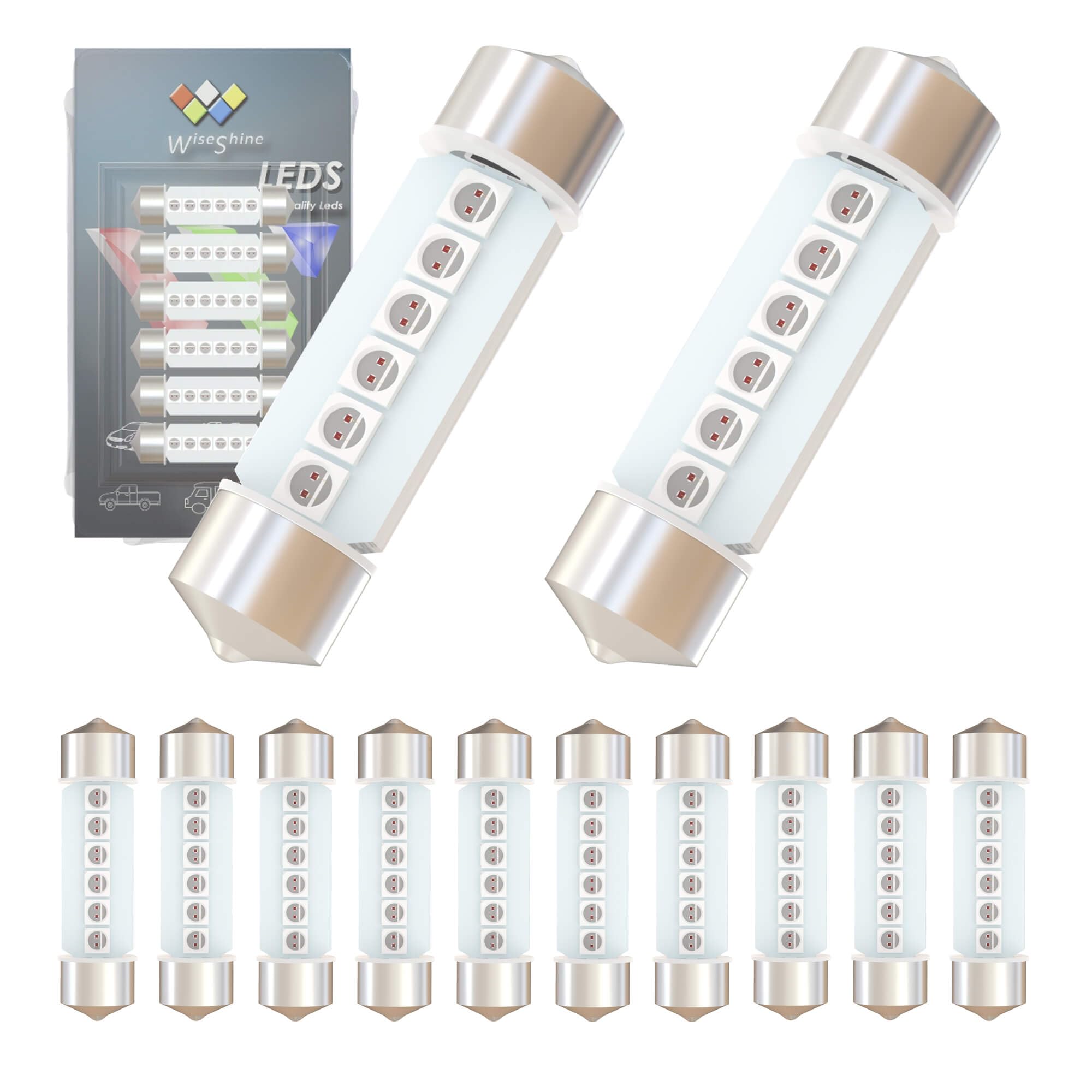 Wiseshine DC 24V 36mm 6418 Festoon LED Car Bulb Red 6411 DE3423 LED Bulbs for Marine Boat Interior Door Cargo Lights (Pack 12)