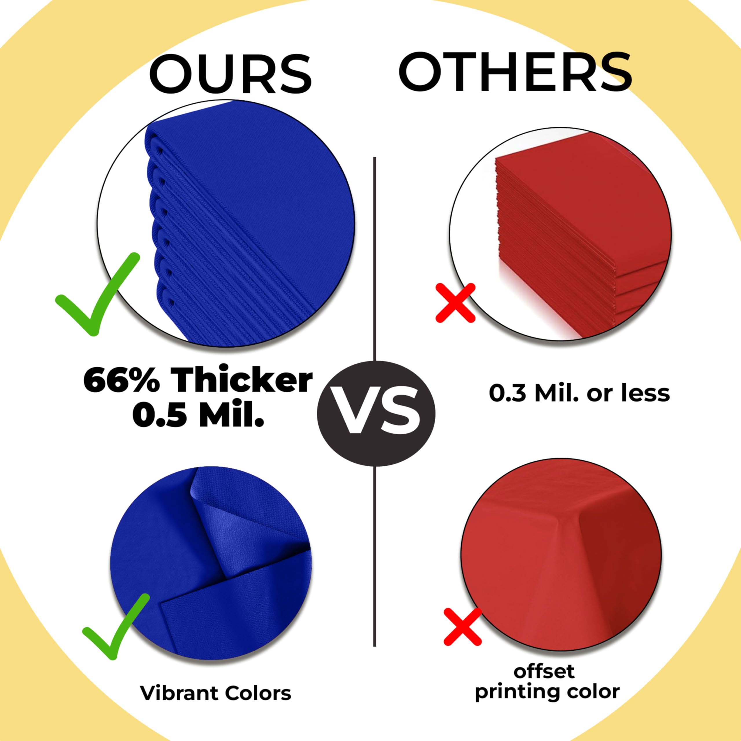 Party Solids 66% Thicker Premium Plastic Table Cloth Rectangle Table Cover 0.5 Mil 6 Pack Dark Blue Table Cloth 54 Inch x 108 Inch Disposable Tablecloth Won't Tear Easily Like Cheap Thin Brands