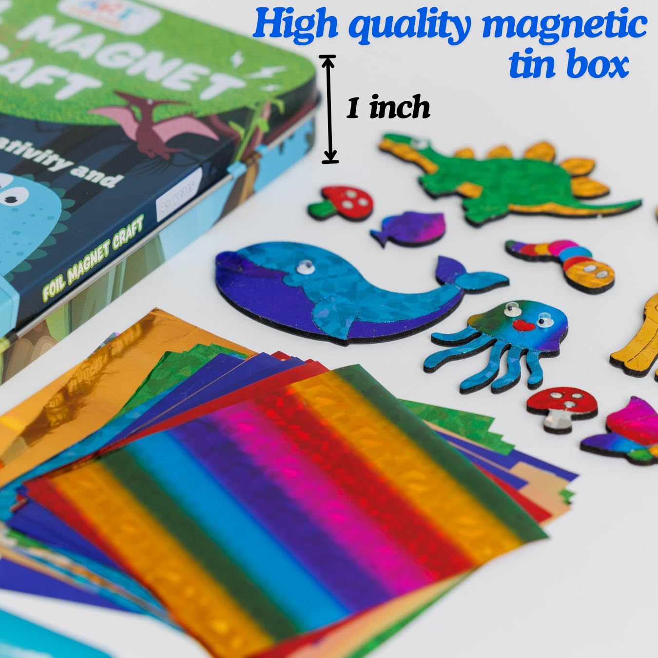 Foil Fun Art Kit for Kids, Reusable Animal Foil Art for Girls & Boys, DIY Mess-Free Girls Craft Kit w/Magnets - Image 2