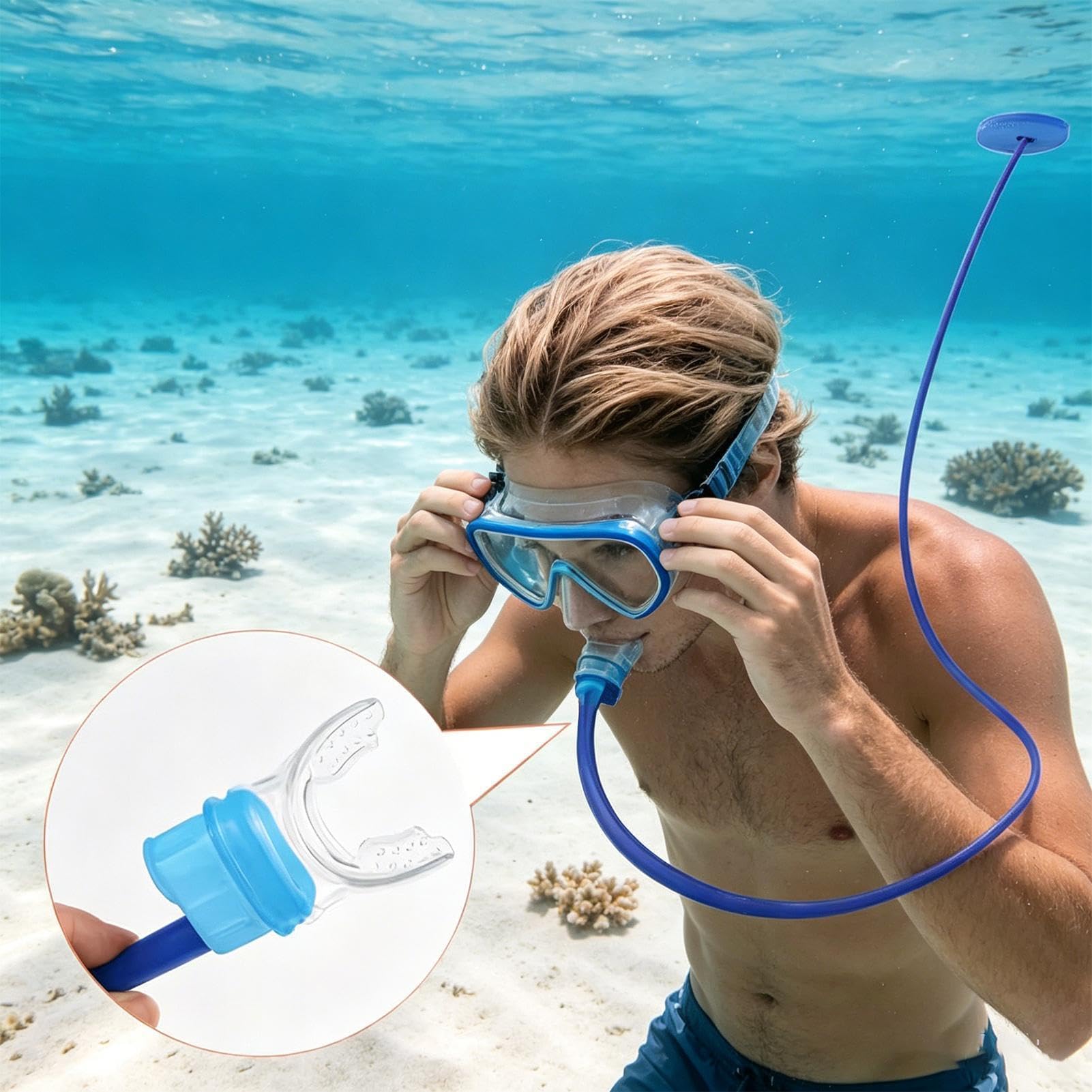 Snorkel con respirador Completamente seco: Tubo de respiración de Buceo ergonómico antiasfixia, Equipo de Snorkel portátil con Tapa Seca | de admisión de Aire subacuático Resistente a Fugas pa