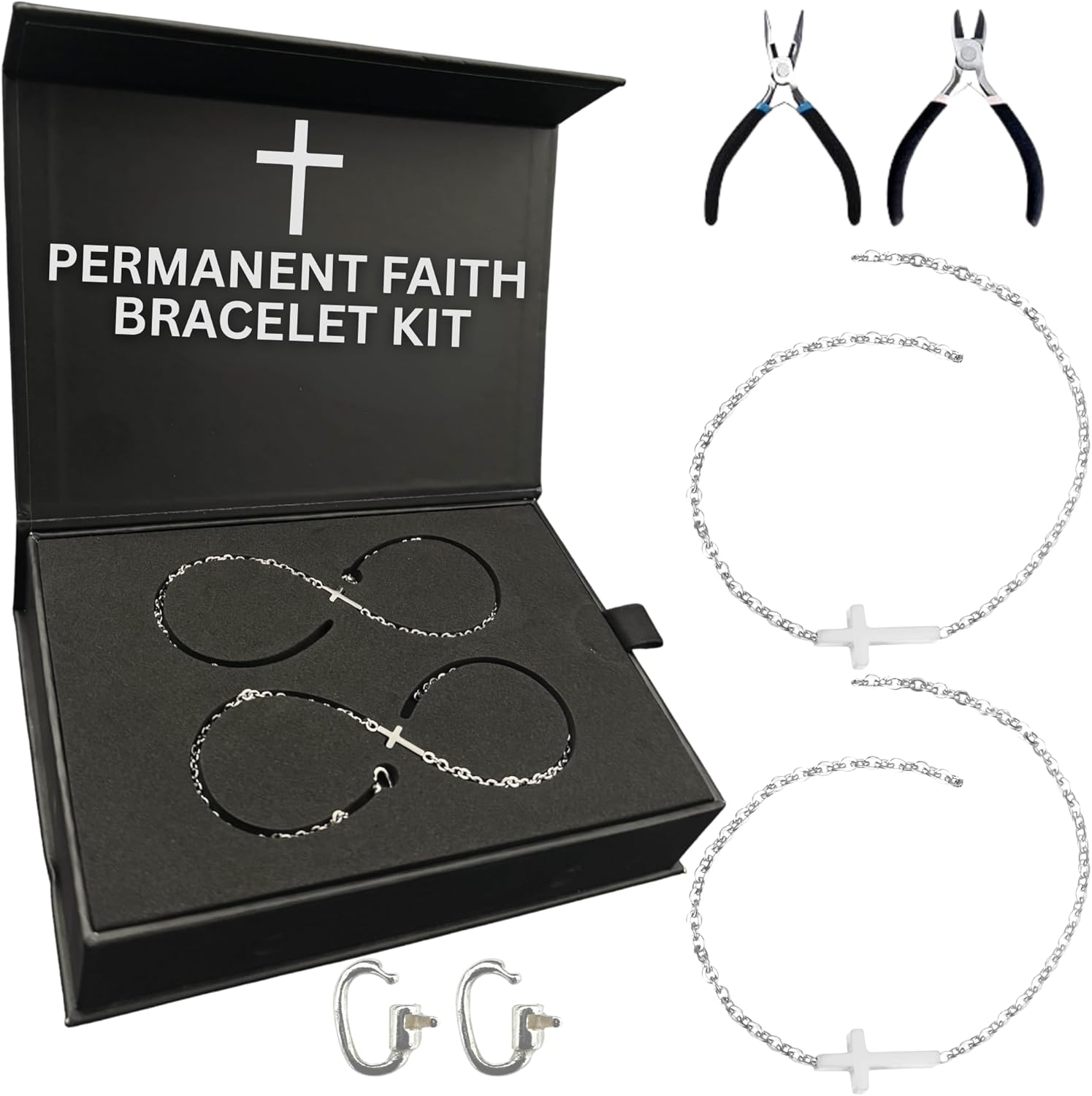 Permanent Bracelet Kit For Couples – Faith Based Bracelet Making Kit - Stainless Steel DIY Friendship Bracelets – Gift for Anniversary, Date Night Activity - His and Her Bracelets