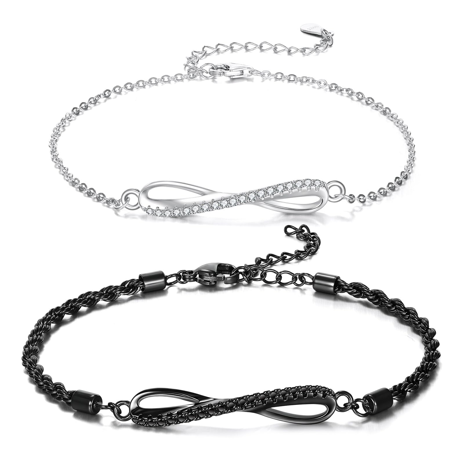 JERWLI Infinity Paararmbänder 925er Sterlingsilber für immer passende Armbänder Geschenke für Paare
