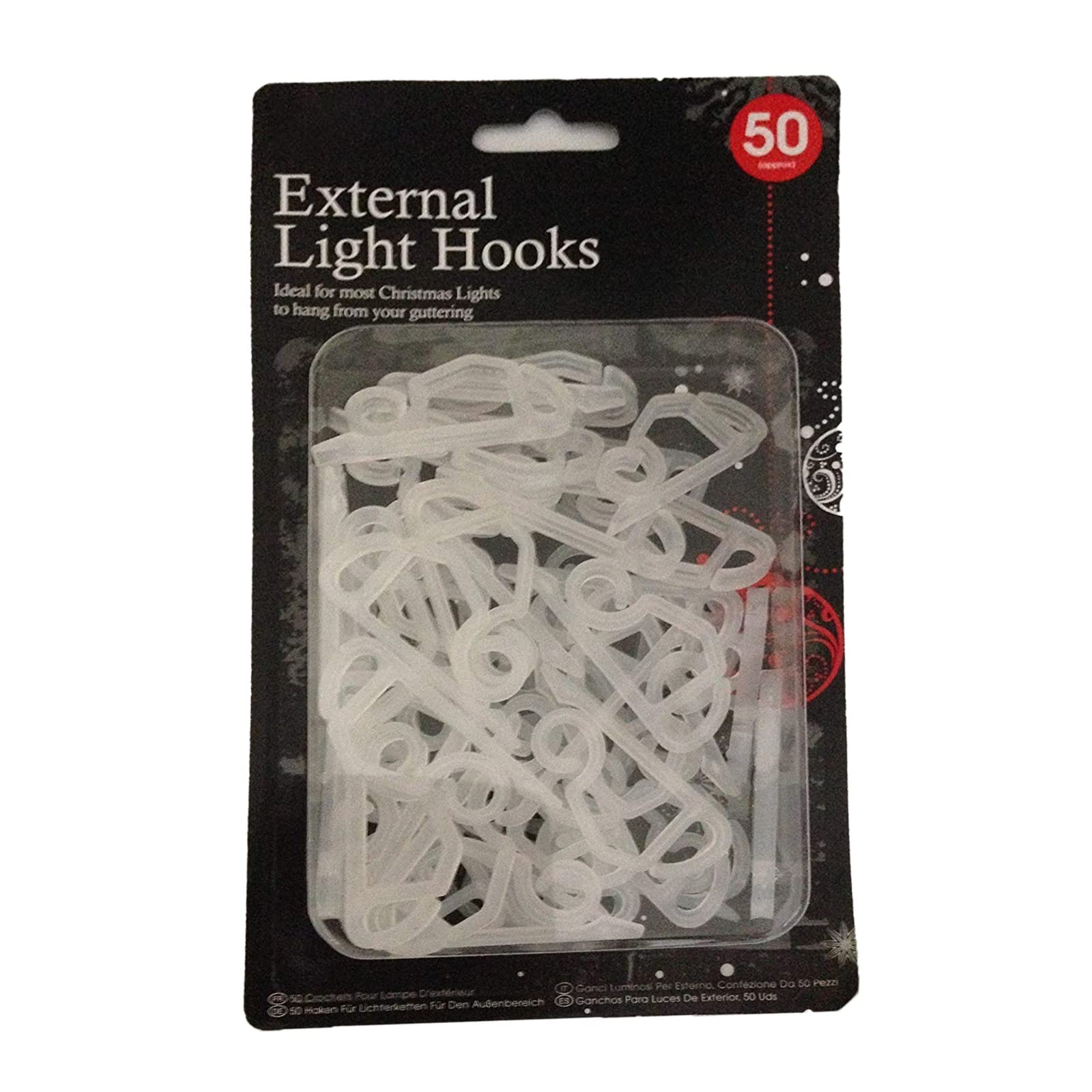 Crazzyvalue White 50 X Gutter Hanging Hooks/Clips For Outdoor Christmas Xmas String Lights, Easy To Use, Fairy Lights, Plastic Lights Gutter Clips [White]