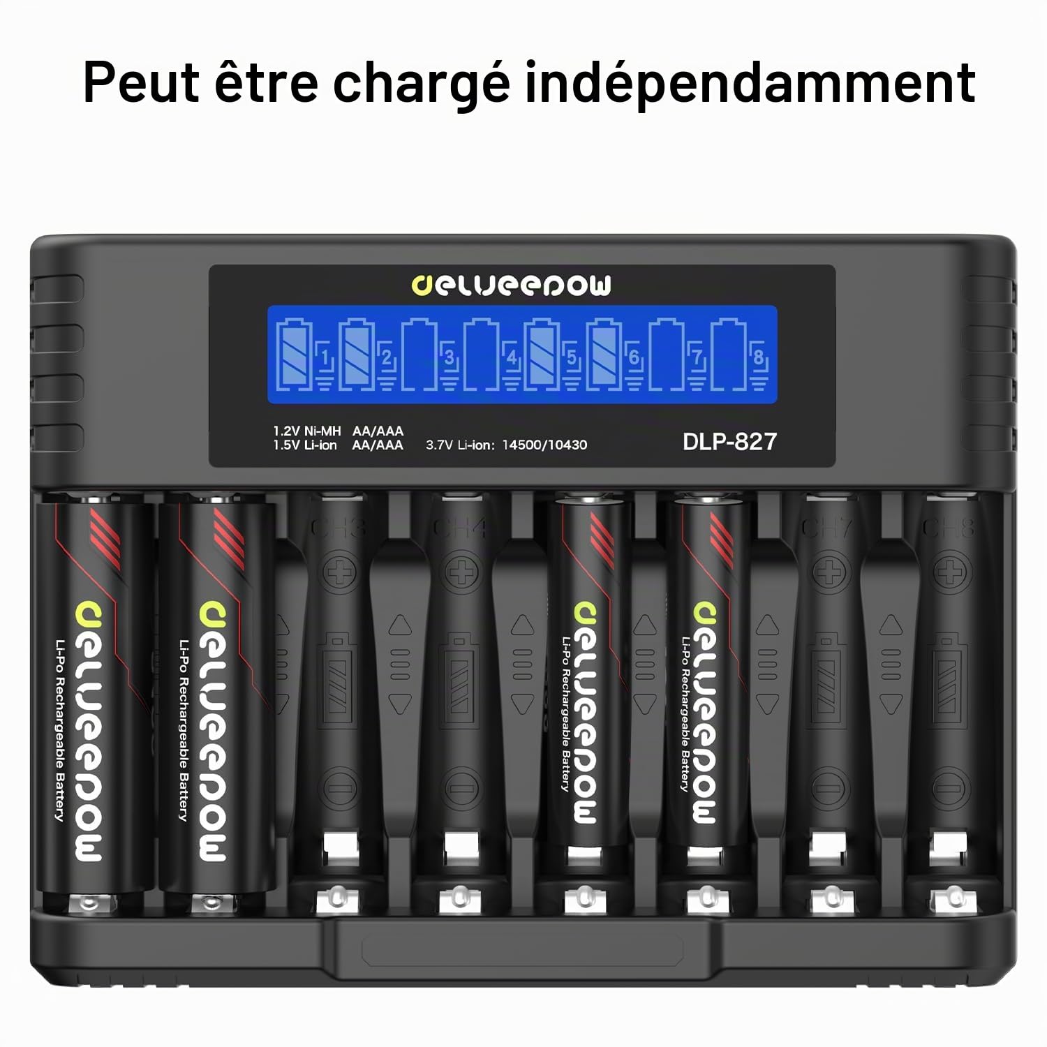 Piles AAA Rechargeable 1,5V 1200mWh Haute Capacité,Lot de 8 Pile Rechargeable AAA avec Chargeur 1500 Cycles