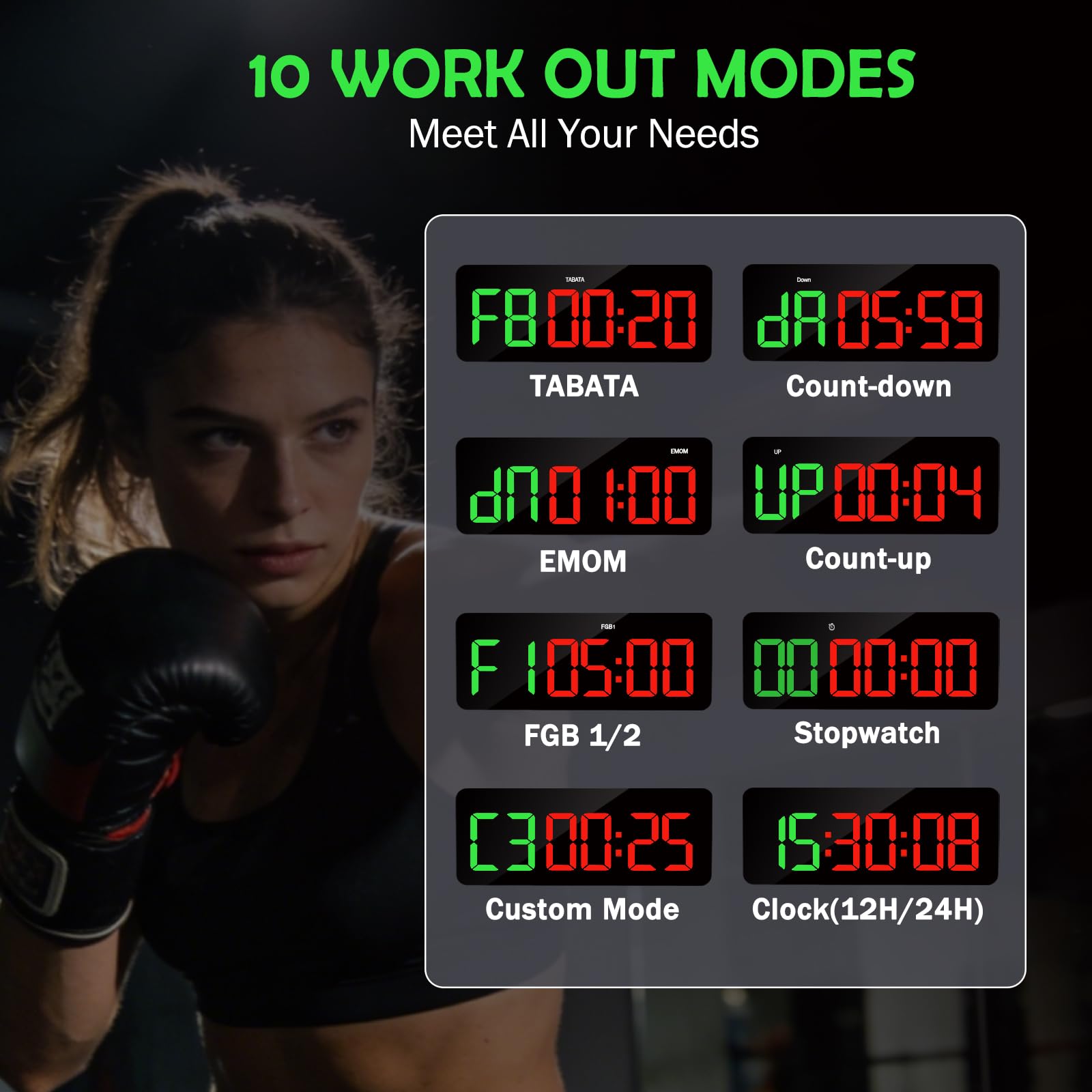 Timer Palestra Multifunzione LED con CountDown/Up Cronometro, Orologio da Parete Digitale per Fitness