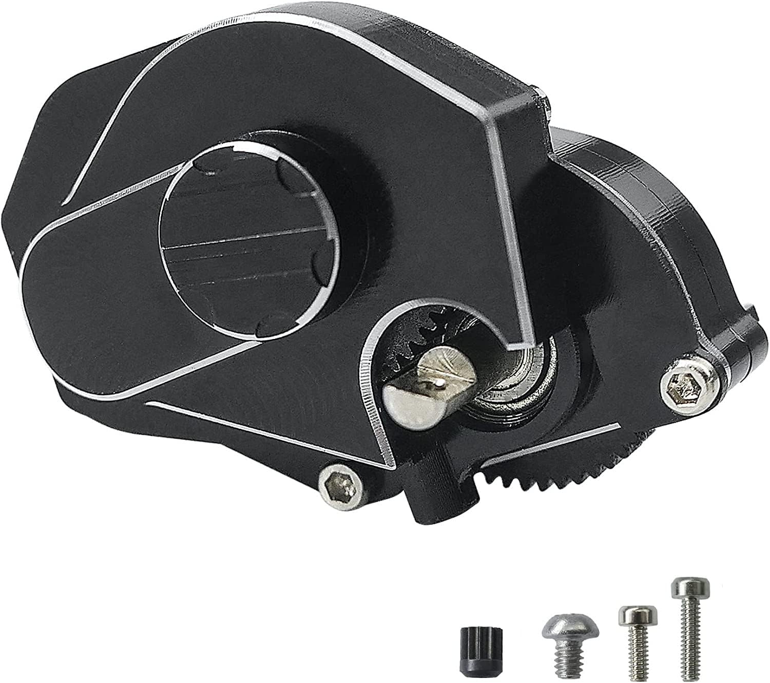 Transmission Gearbox with Gear Fit for 1/24 Axial SCX24 RC Crawler Aluminum Alloy Black