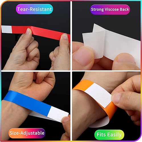 Miniatura 2 de 200 muñequeras de plástico de neón, impermeables, ligeras, pulseras de conciertos y fiestas, 10 colores