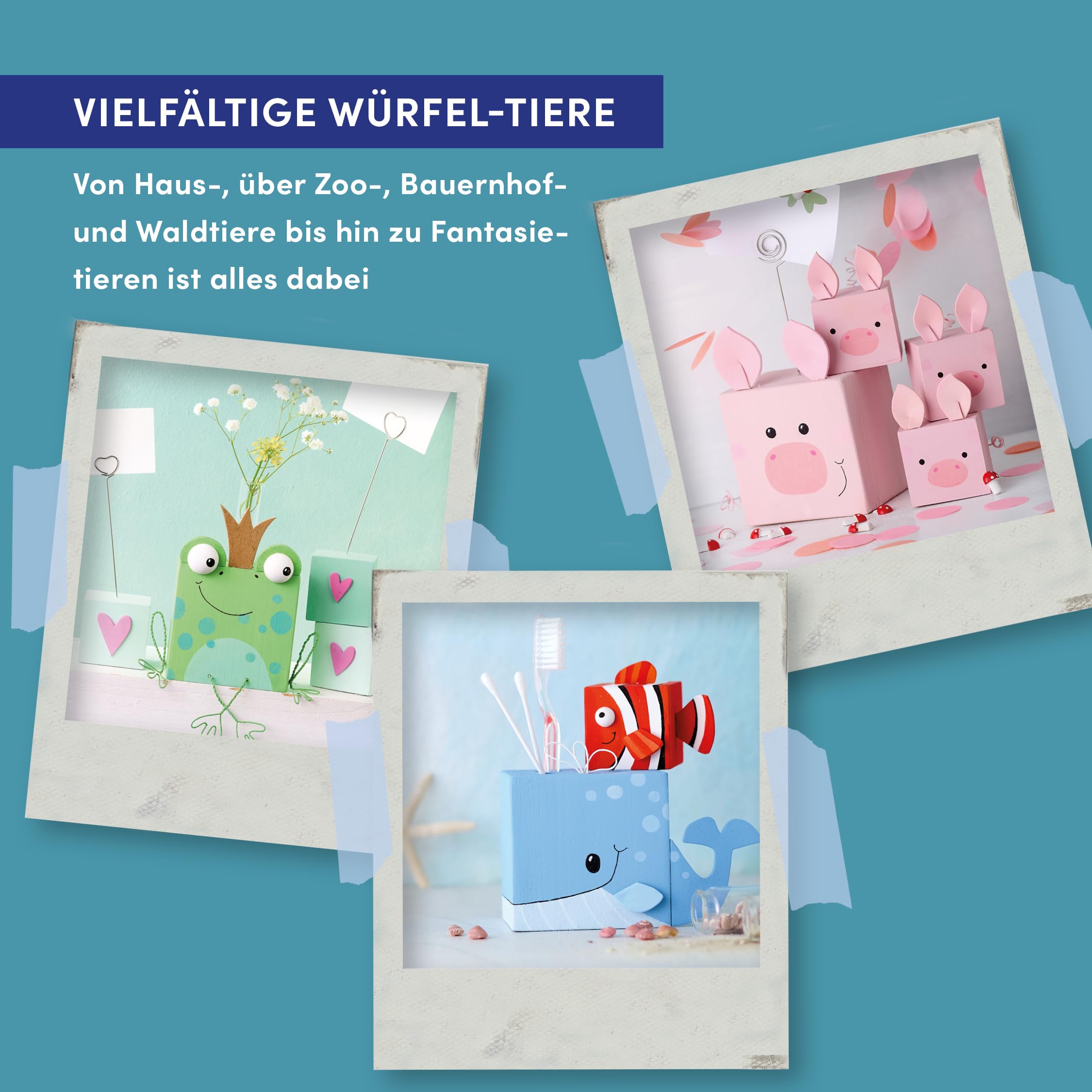 Die Würfel-Bande: Süße und praktische Tierfiguren aus Holzwürfeln