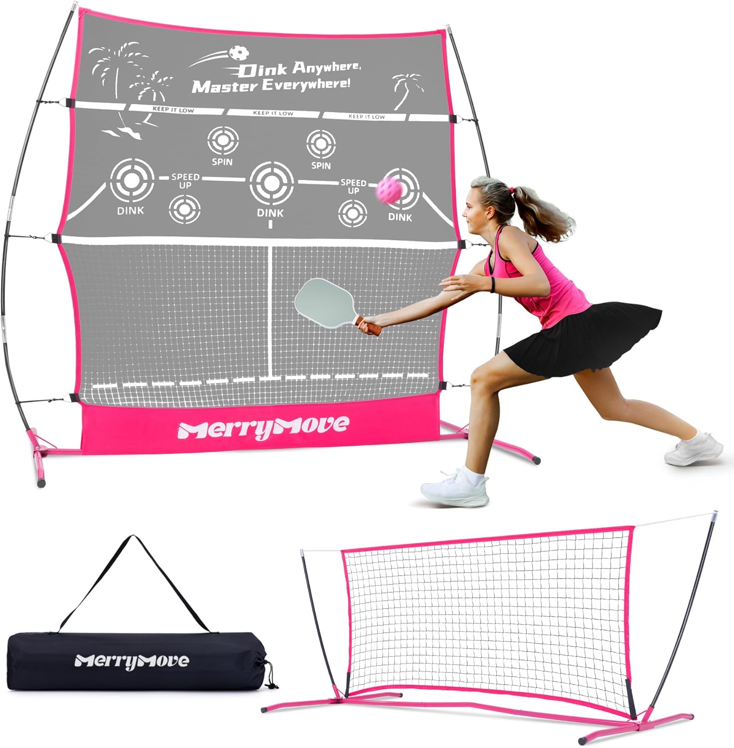 Pickleball Practice Rebounder Net: Pickleball Rebounder or 6FT Mini Pickle Ball Net Portable for Outdoor Driveway Backyard and Indoor Garage - 2in1 Trainer for Dink Volley Training