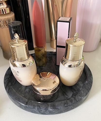 Miniatura 4 de Bandeja de mármol natural, bandeja decorativa circular de piedra de mármol para mostrador, joyas, tocador, bandeja pequeña redonda, 5-12 pulgadas de