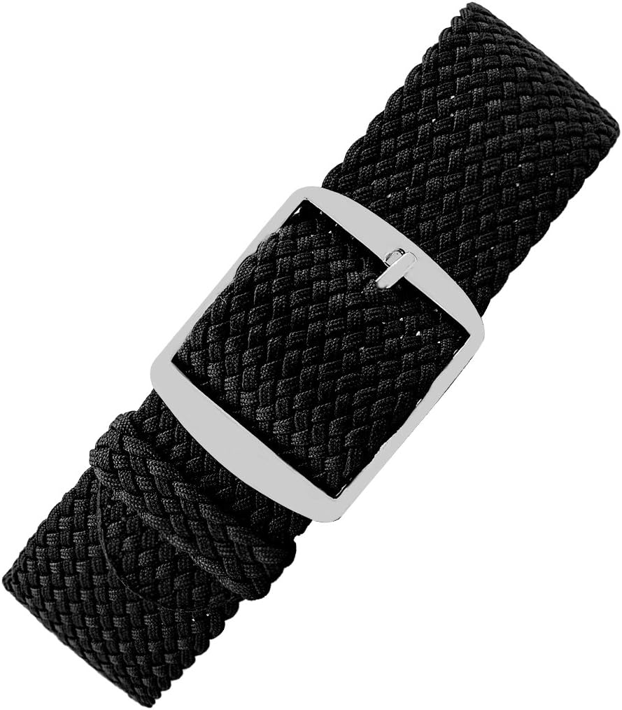 WatchObsessionPerlon-Style Braided One Piece Watch Strap & Buckle in Black