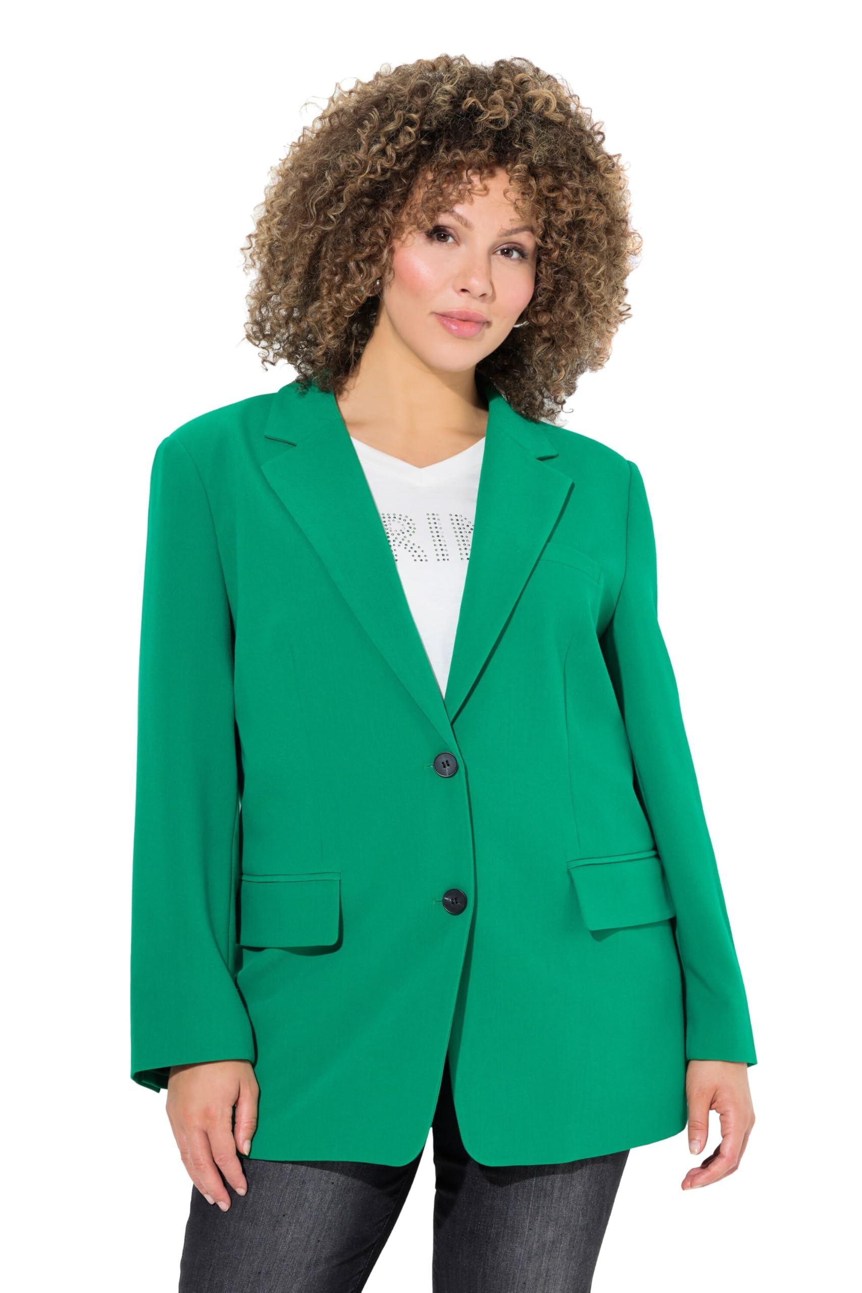 Ulla Popken Damen große Größen Übergrößen Plus Size Blazer, Oversized, Reverskragen, Knopfverschluss 826487