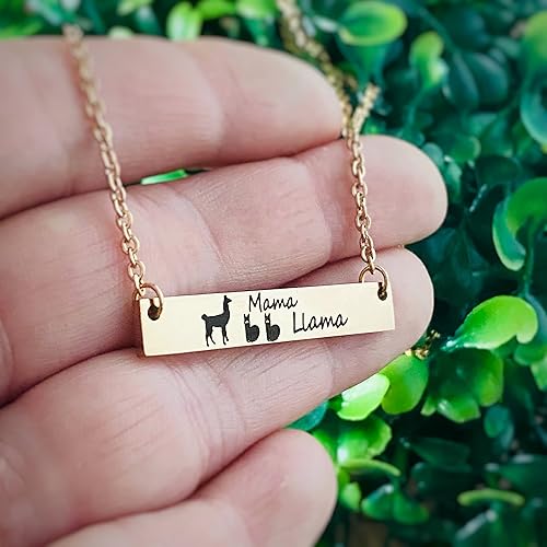 Miniatura 2 de Mama Llama Jewelry for Women, Mother's Horizontal Bar Necklace, Gift for Her - Choose Silver, Rose Gold or Yellow Gold in 16, 18, or 20 inch